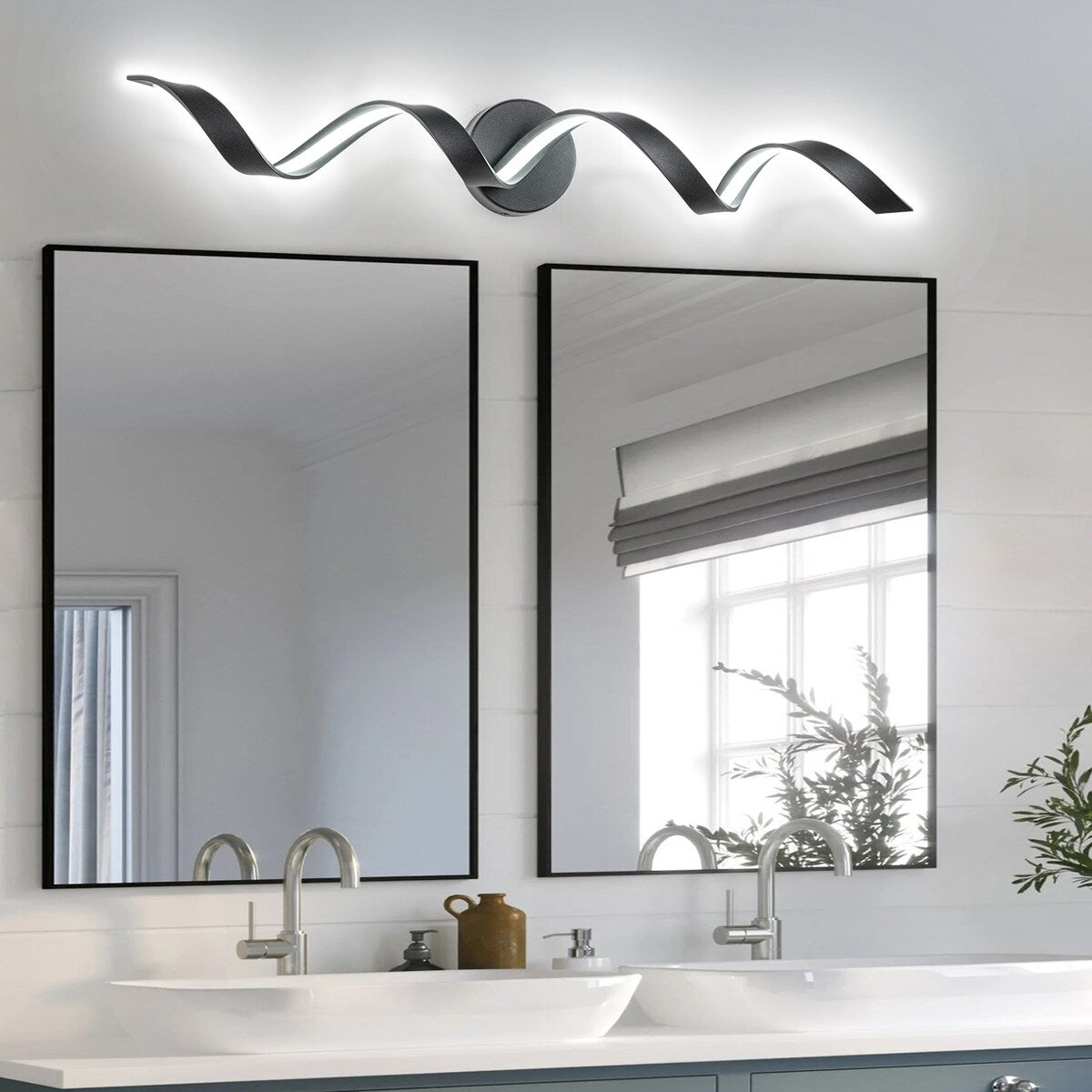 Applique murale à LED pour salle de bain au design moderne en spirale, à intensité variable