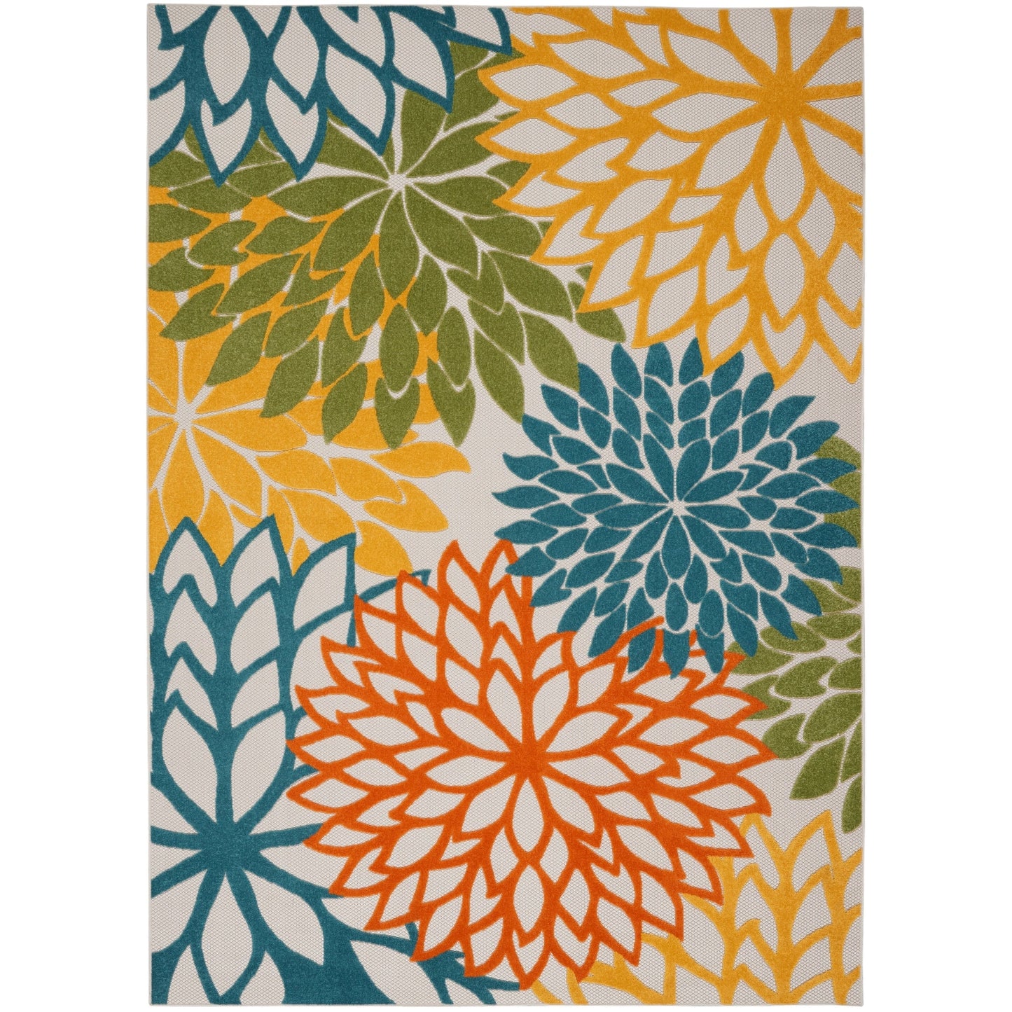Tapis d'intérieur/extérieur Nourison Alice à motif floral bleu