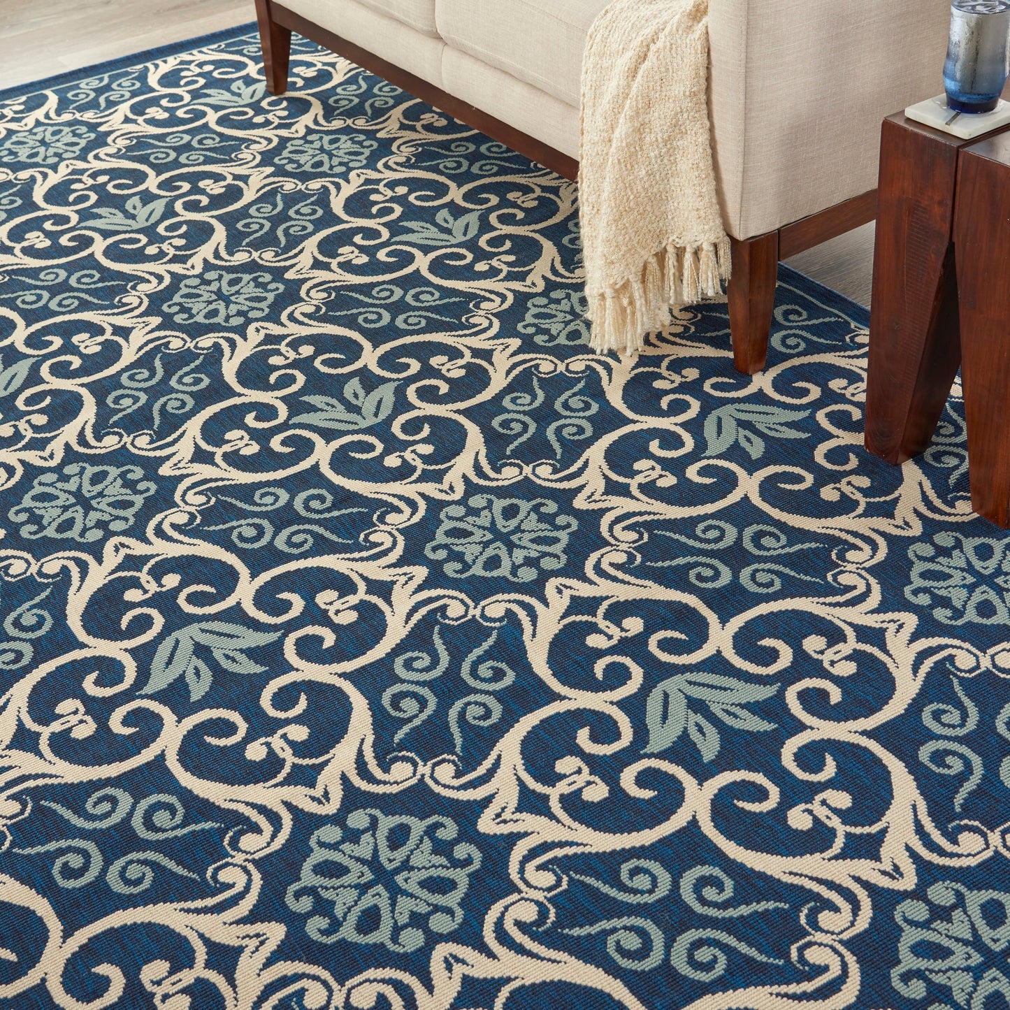 Tapis d'intérieur/extérieur géométrique floral des Caraïbes Nourison