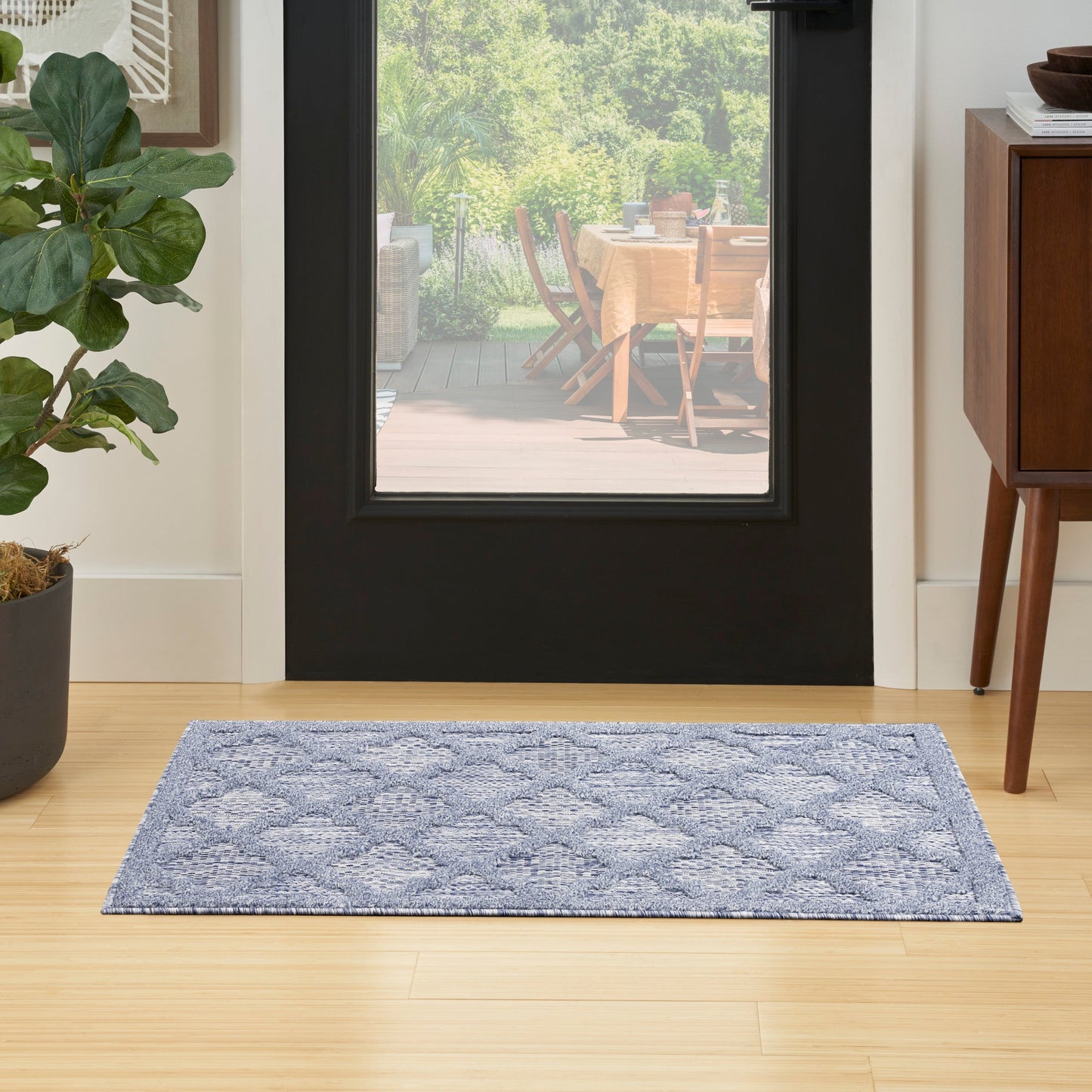 Tapis marocain en treillis Nourison, facile d'entretien, pour intérieur et extérieur