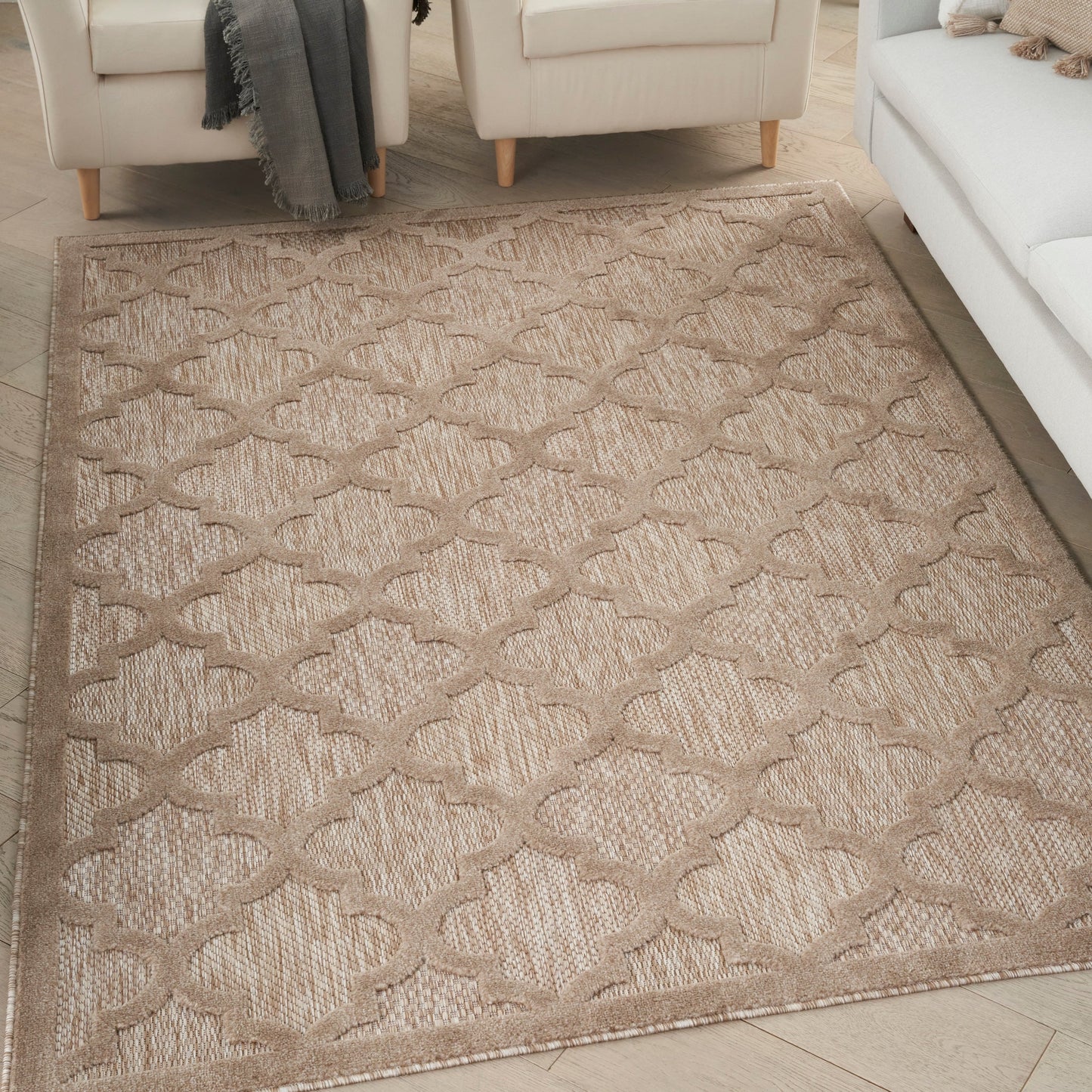 Tapis marocain en treillis Nourison, facile d'entretien, pour intérieur et extérieur