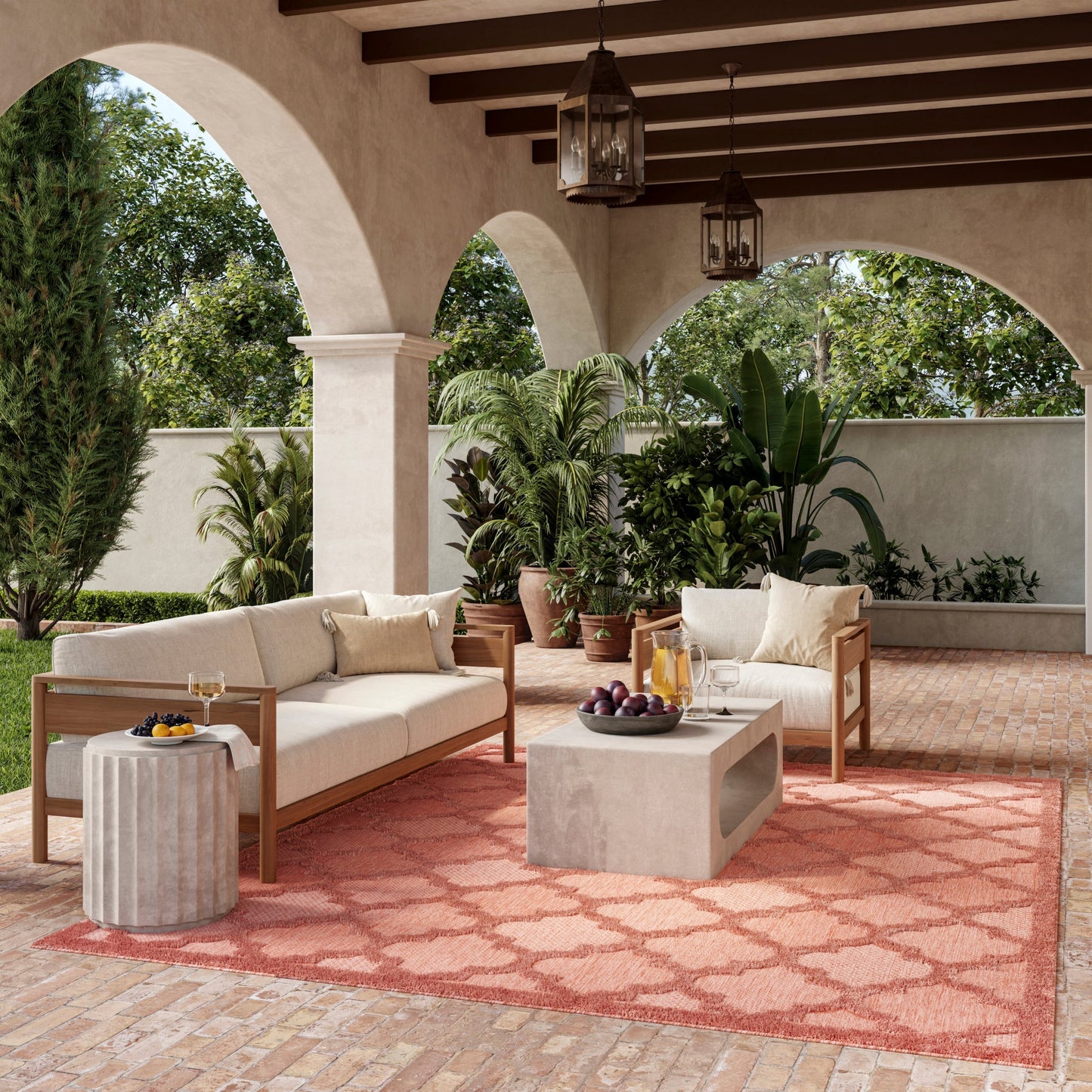 Tapis marocain en treillis Nourison, facile d'entretien, pour intérieur et extérieur