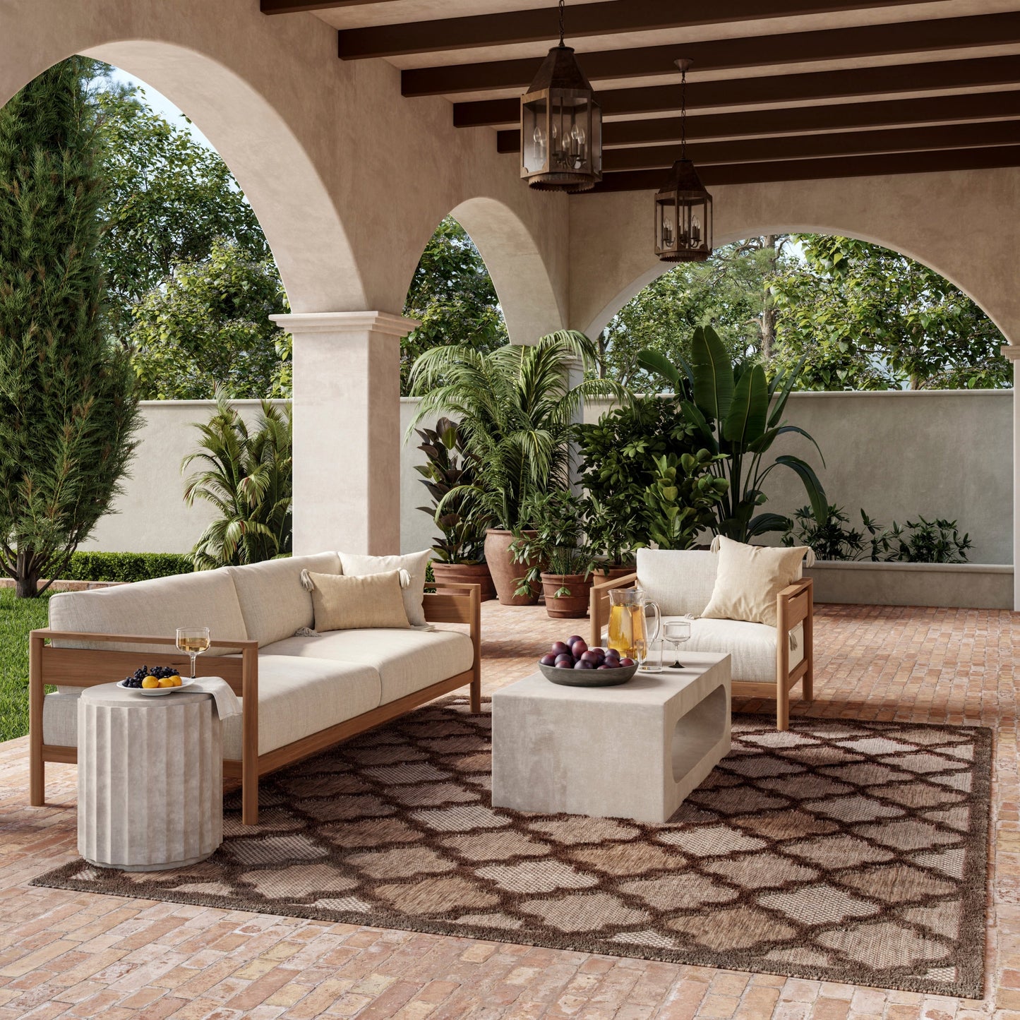 Tapis marocain en treillis Nourison, facile d'entretien, pour intérieur et extérieur