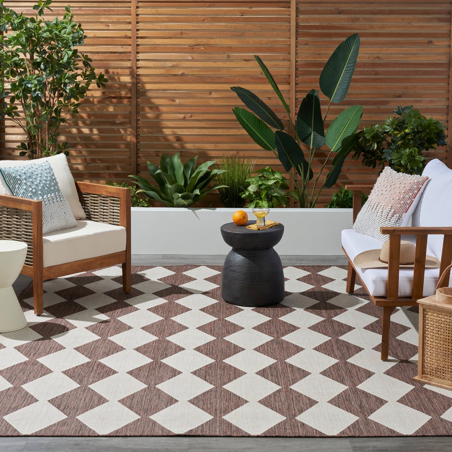 Tapis géométrique d'intérieur/extérieur Nourison Positano