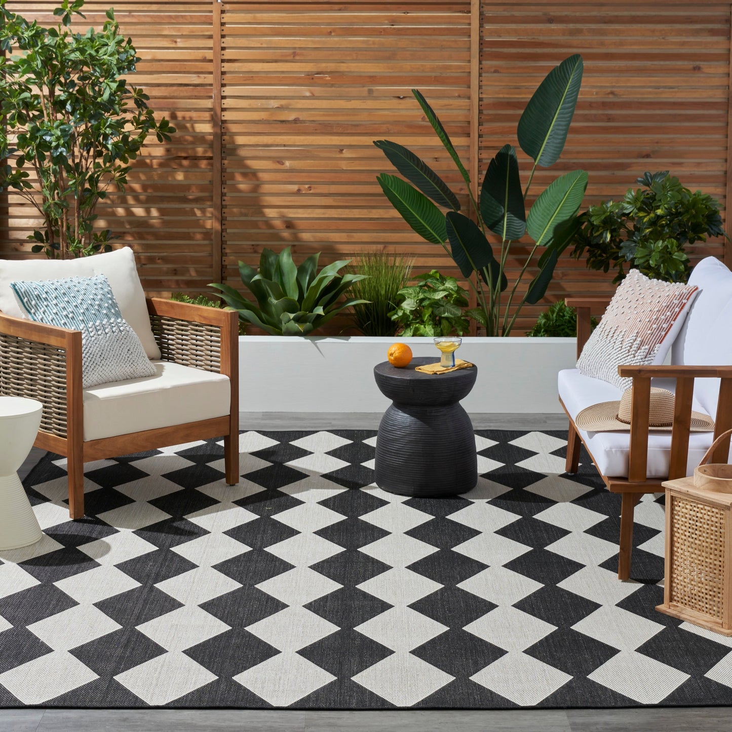 Tapis géométrique d'intérieur/extérieur Nourison Positano