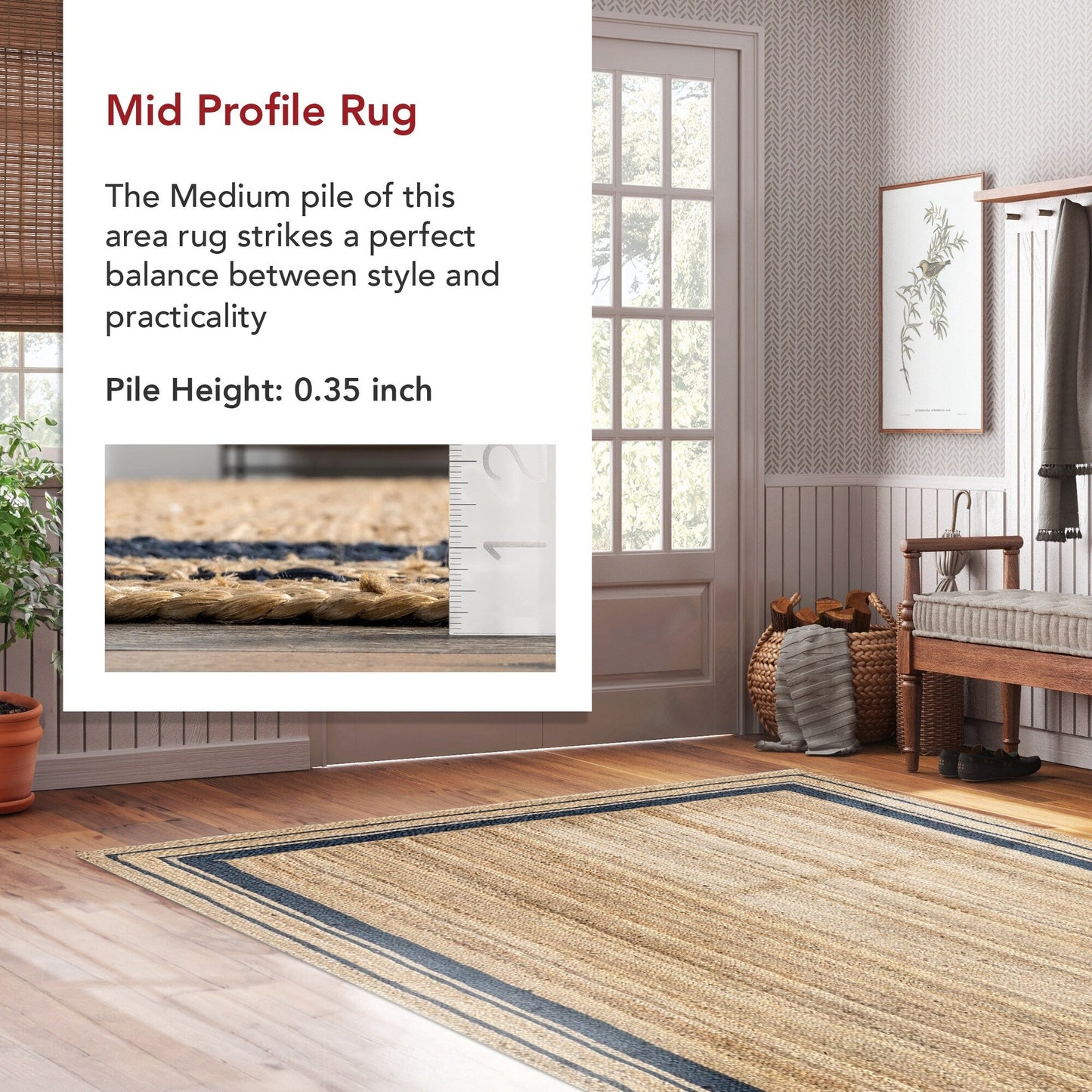 Tapis côtier en jute tressé Nuloom Rikki