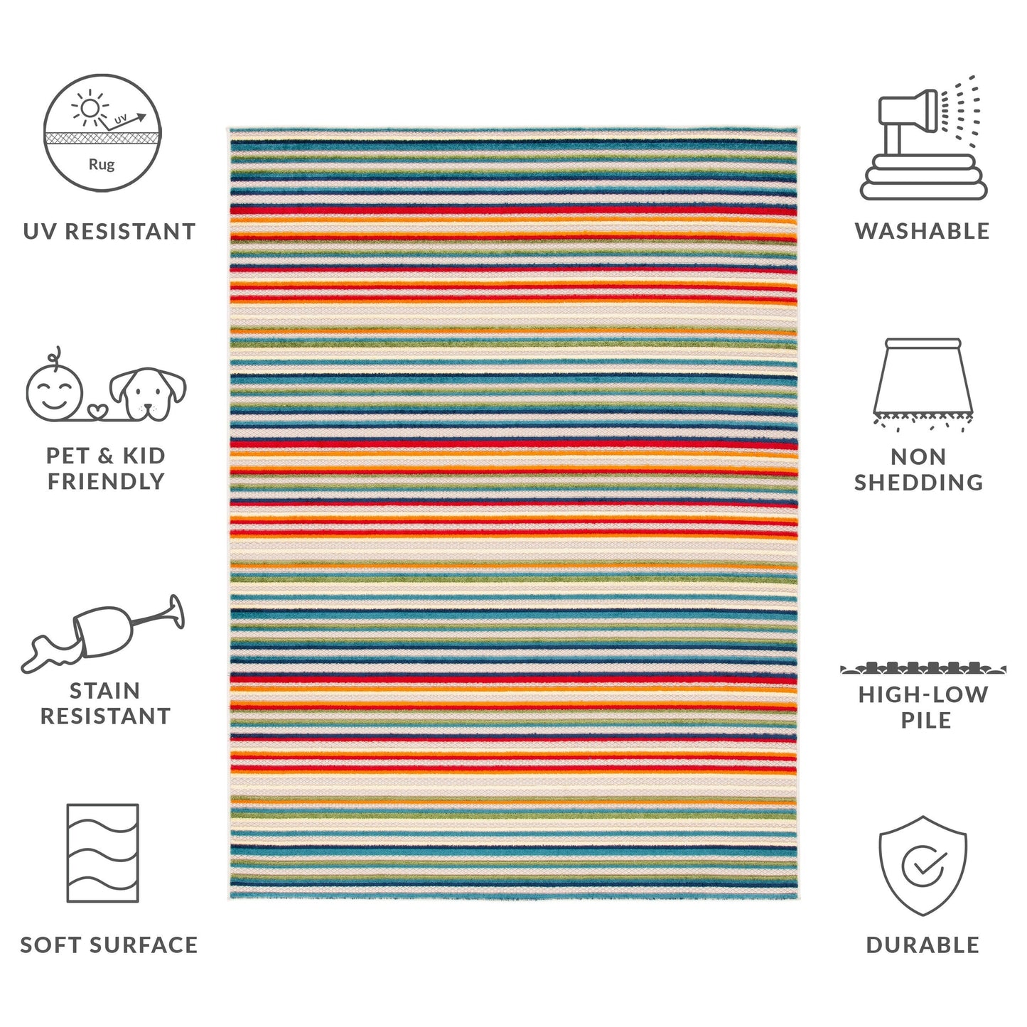 Tapis de patio imperméable à rayures pour intérieur/extérieur SAFAVIEH Cabana Gafia