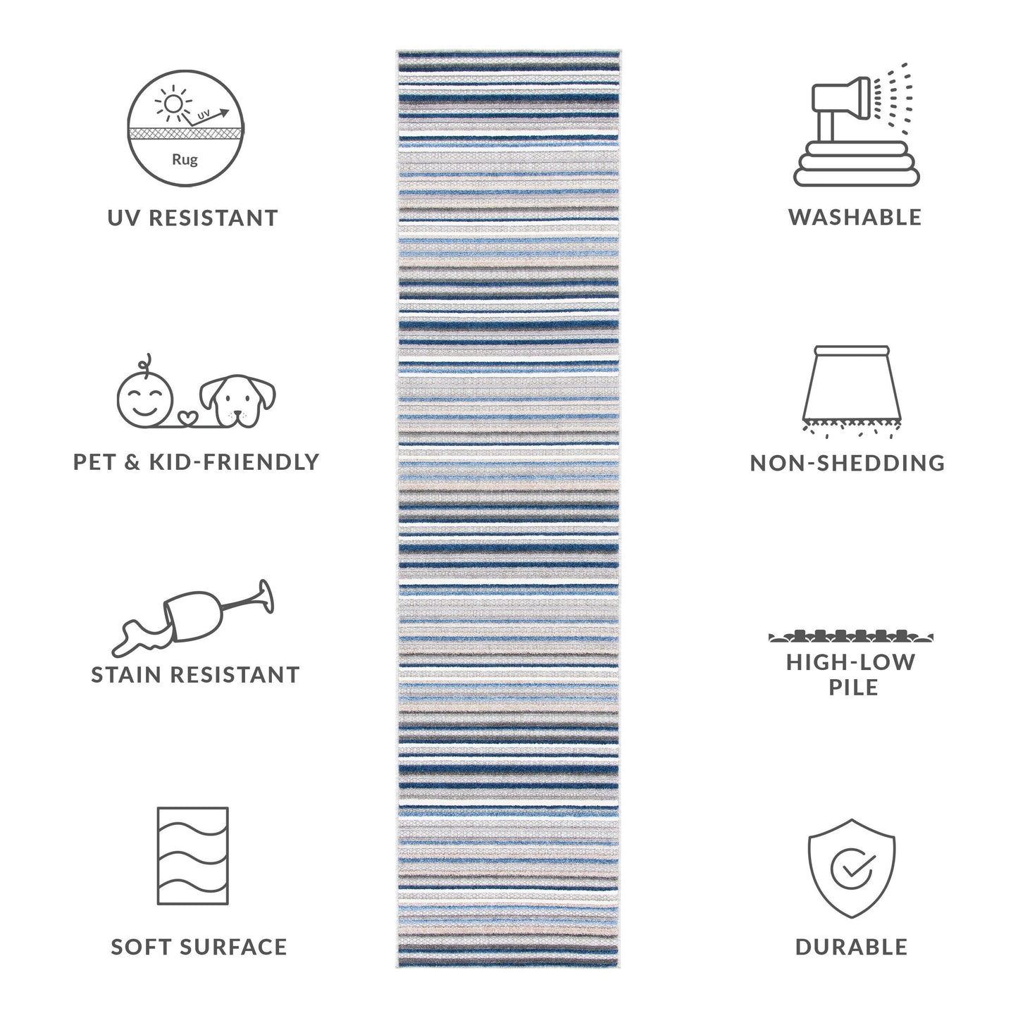 Tapis de patio imperméable à rayures pour intérieur/extérieur SAFAVIEH Cabana Gafia