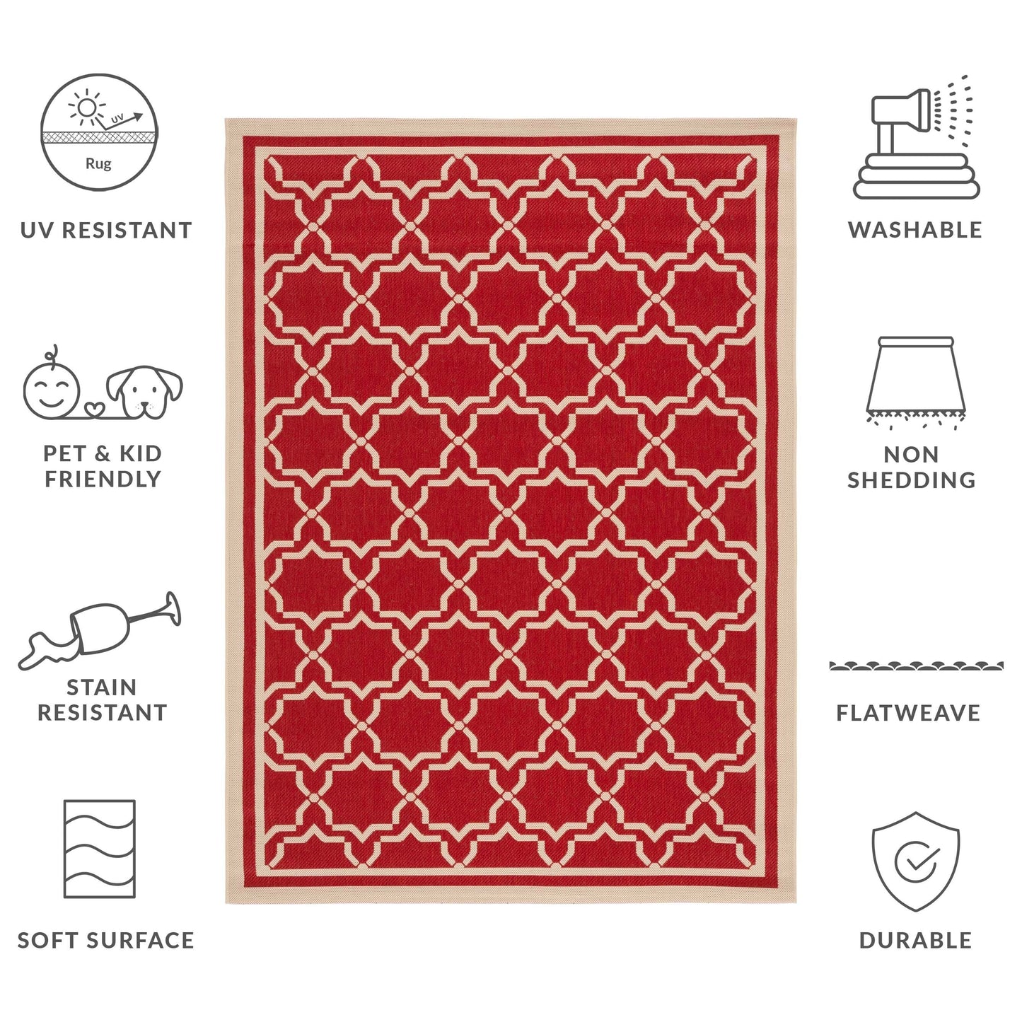 Tapis de jardin imperméable pour intérieur/extérieur SAFAVIEH Courtyard Gulsin