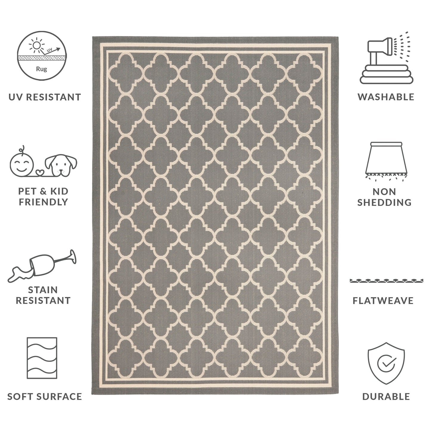 Tapis de jardin imperméable d'intérieur/extérieur SAFAVIEH Courtyard Kristelle