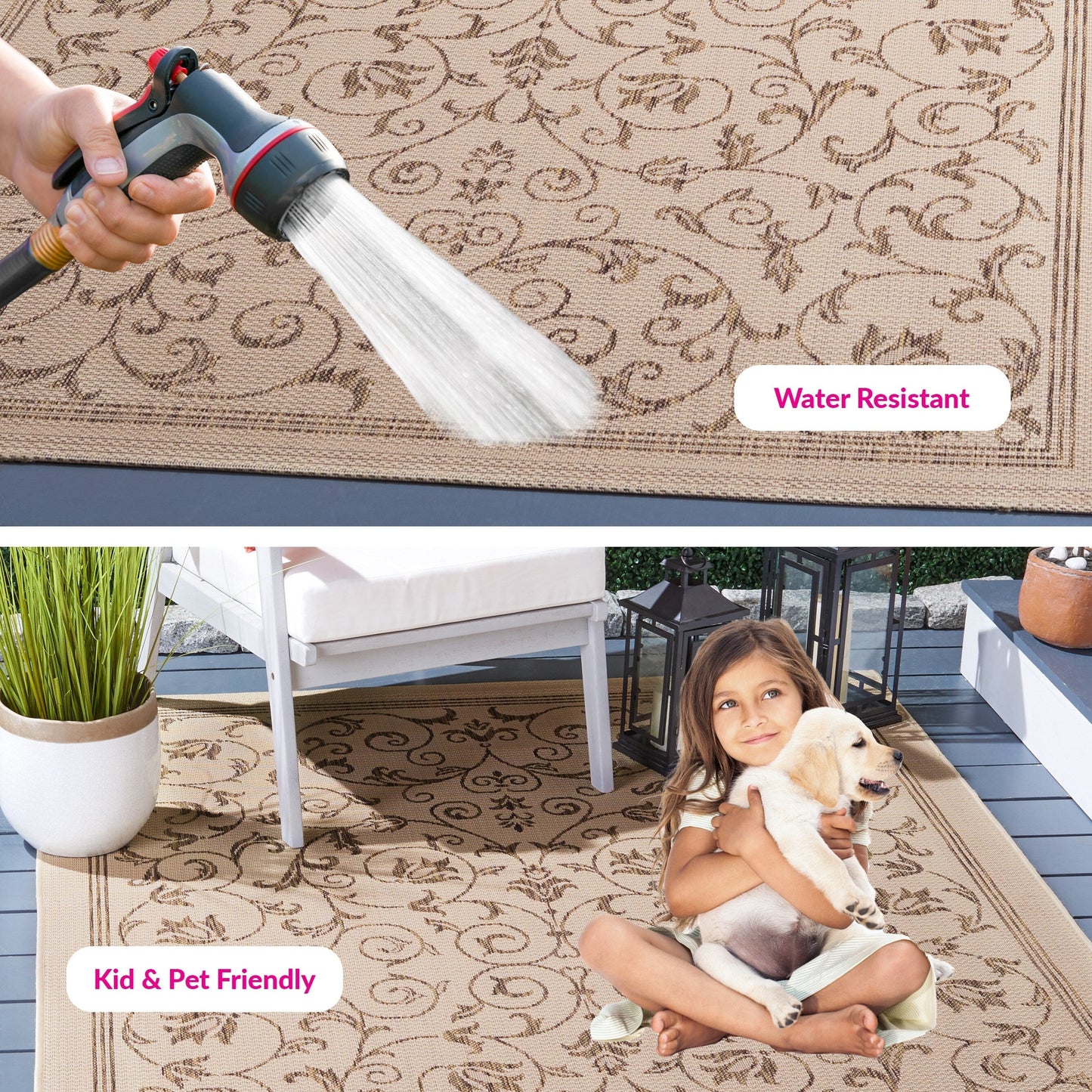 Tapis de jardin imperméable d'intérieur/extérieur SAFAVIEH Courtyard Miljeta