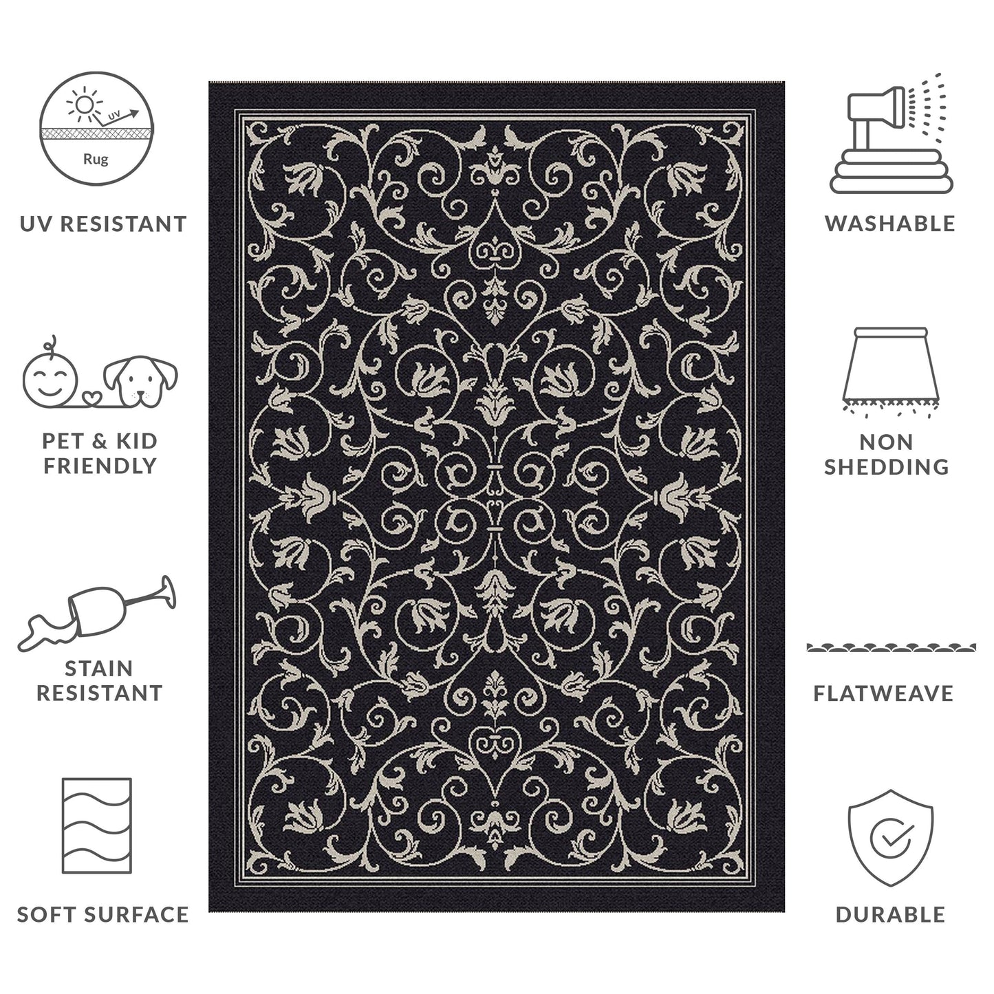Tapis de jardin imperméable d'intérieur/extérieur SAFAVIEH Courtyard Miljeta