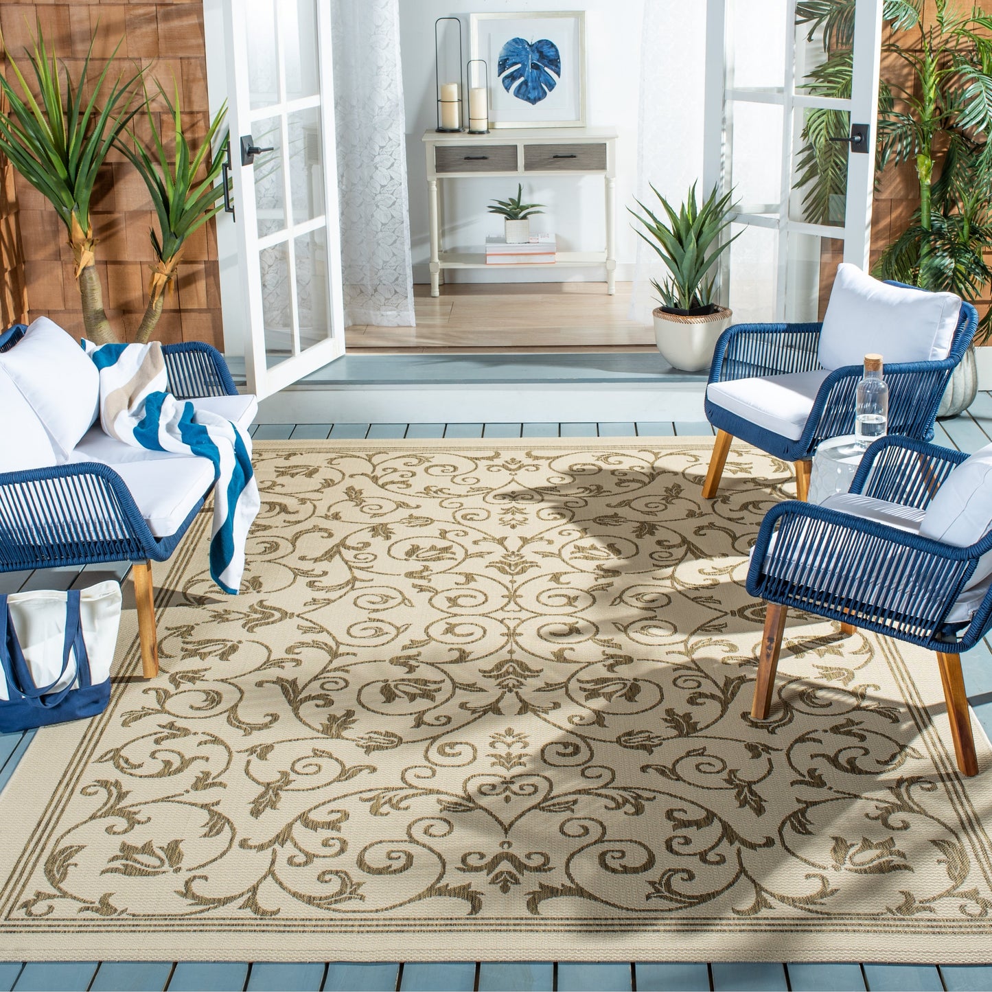 Tapis de jardin imperméable d'intérieur/extérieur SAFAVIEH Courtyard Miljeta