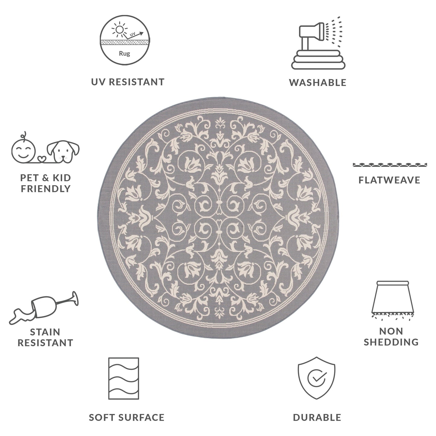 Tapis de jardin imperméable d'intérieur/extérieur SAFAVIEH Courtyard Miljeta