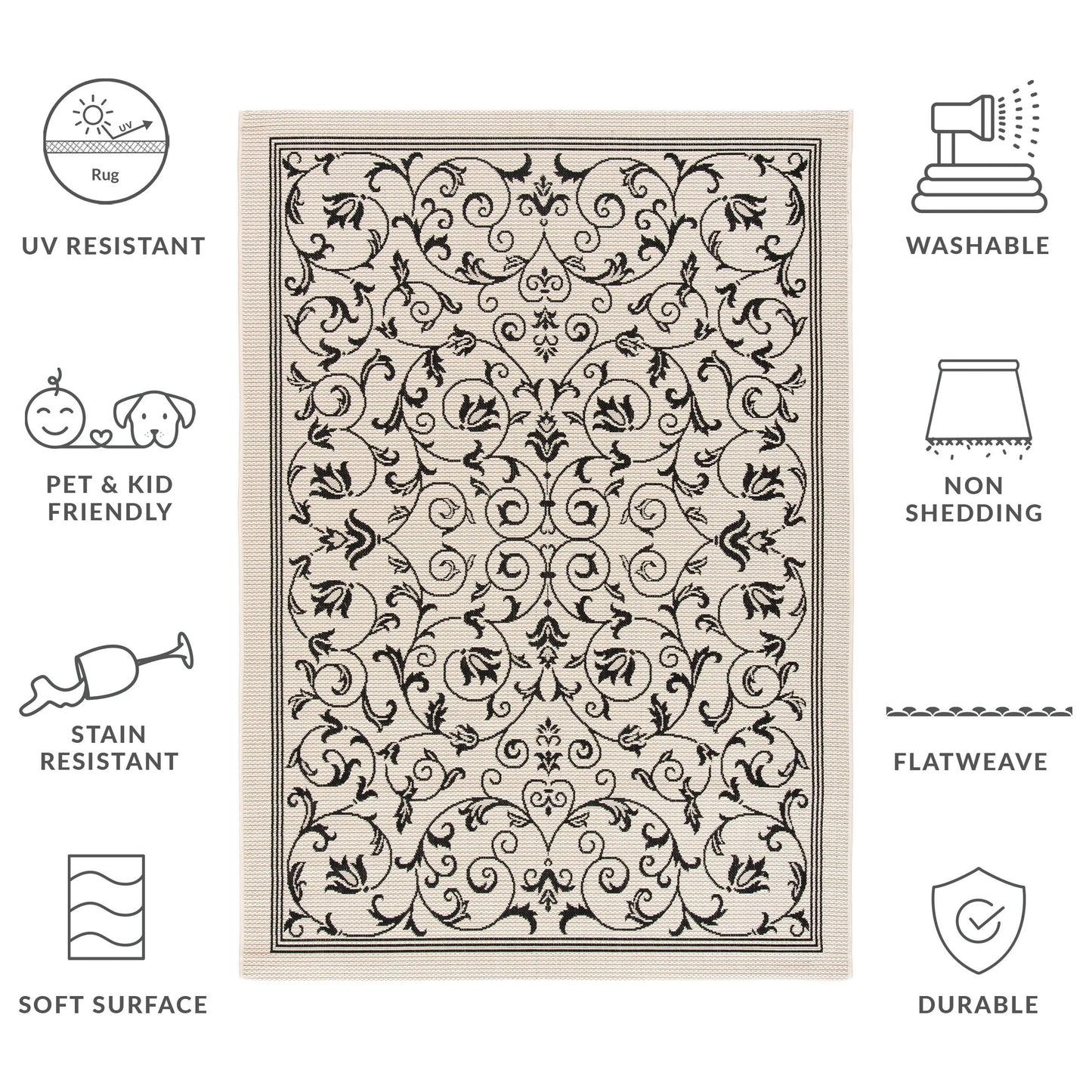 Tapis de jardin imperméable d'intérieur/extérieur SAFAVIEH Courtyard Miljeta