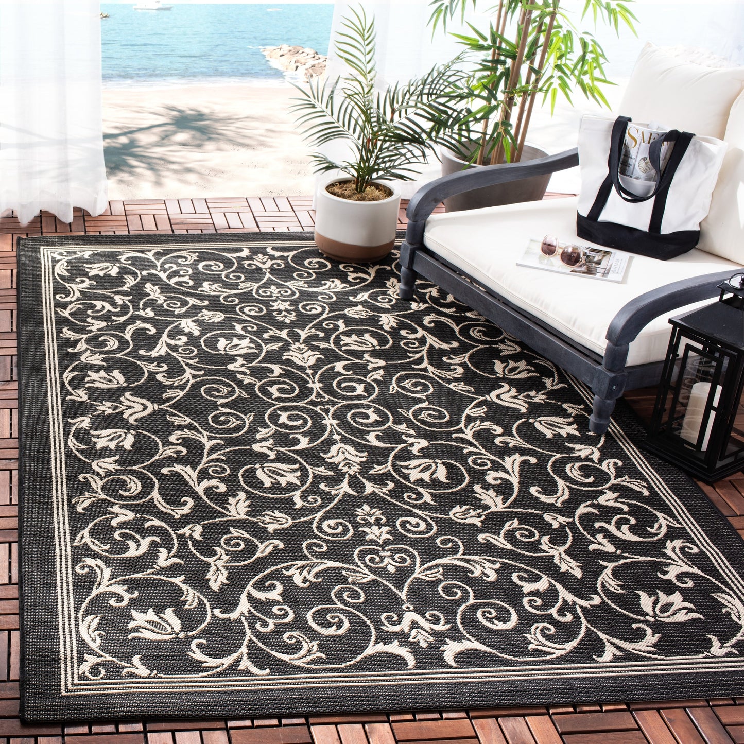 Tapis de jardin imperméable d'intérieur/extérieur SAFAVIEH Courtyard Miljeta