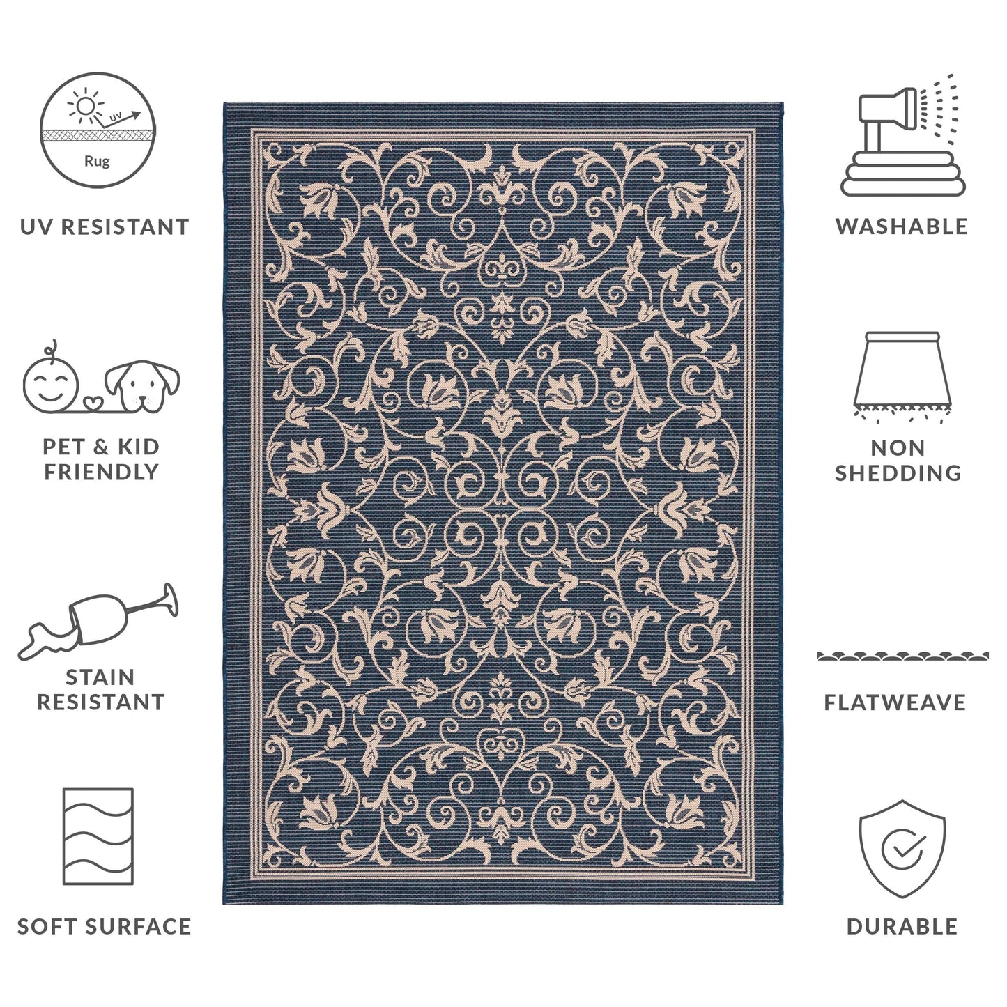Tapis de jardin imperméable d'intérieur/extérieur SAFAVIEH Courtyard Miljeta