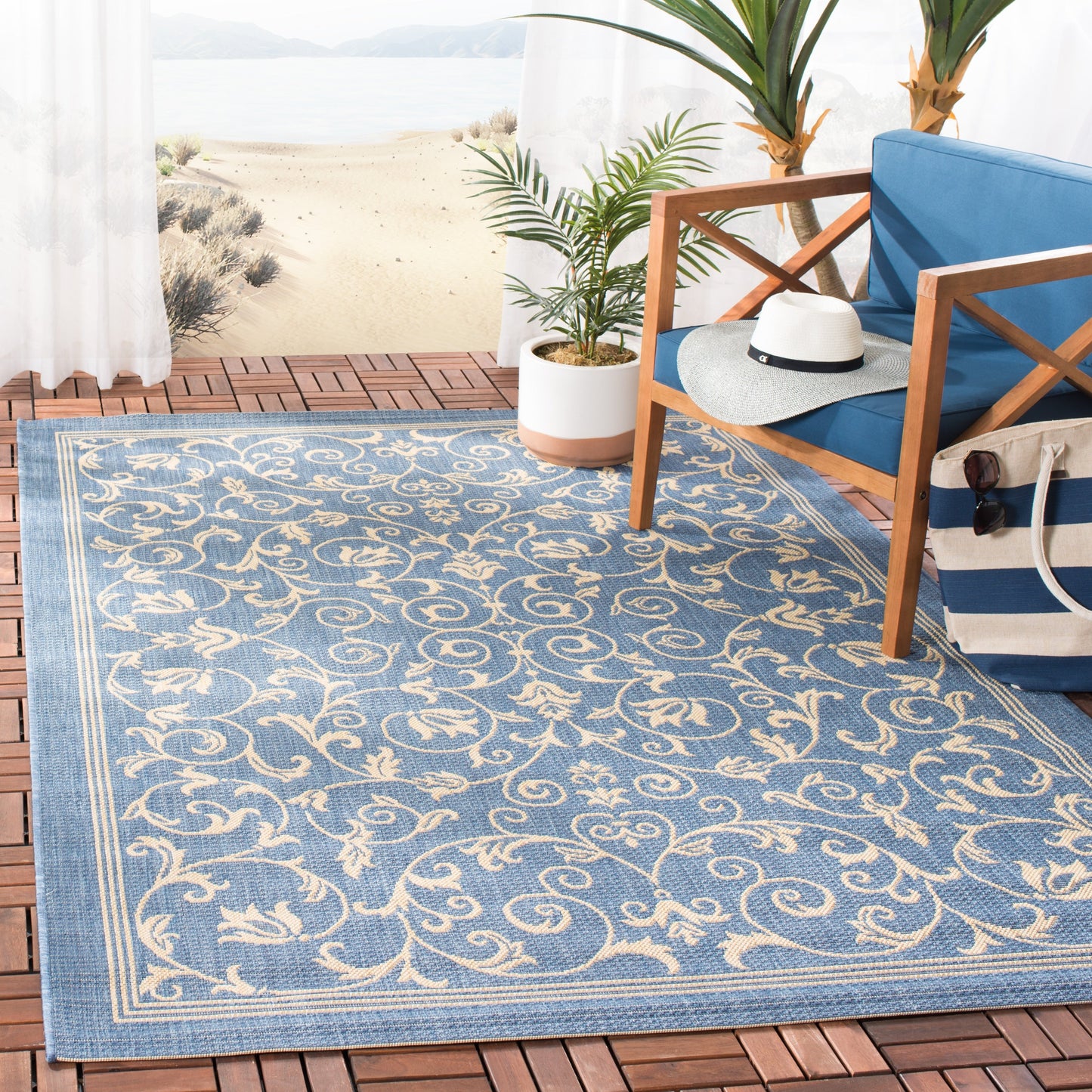 Tapis de jardin imperméable d'intérieur/extérieur SAFAVIEH Courtyard Miljeta