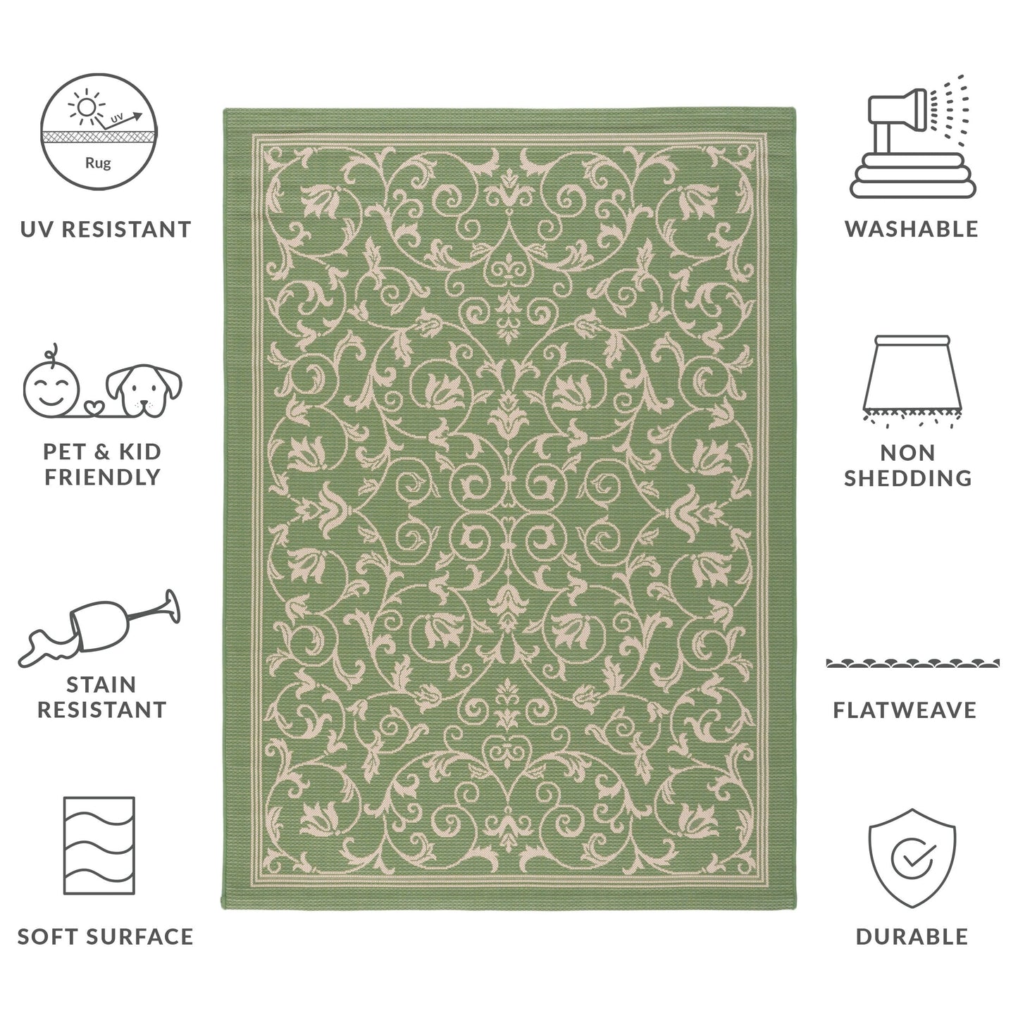 Tapis de jardin imperméable d'intérieur/extérieur SAFAVIEH Courtyard Miljeta