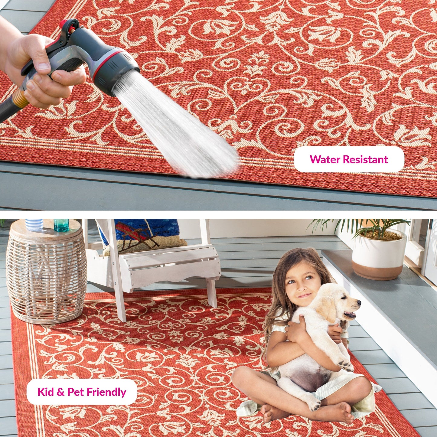 Tapis de jardin imperméable d'intérieur/extérieur SAFAVIEH Courtyard Miljeta