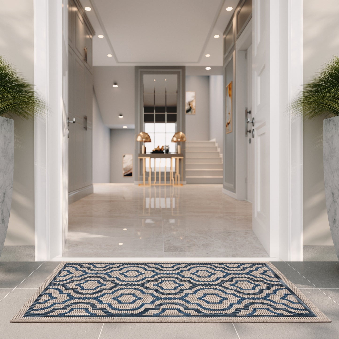 Tapis de jardin imperméable pour intérieur/extérieur SAFAVIEH Courtyard Oyvor