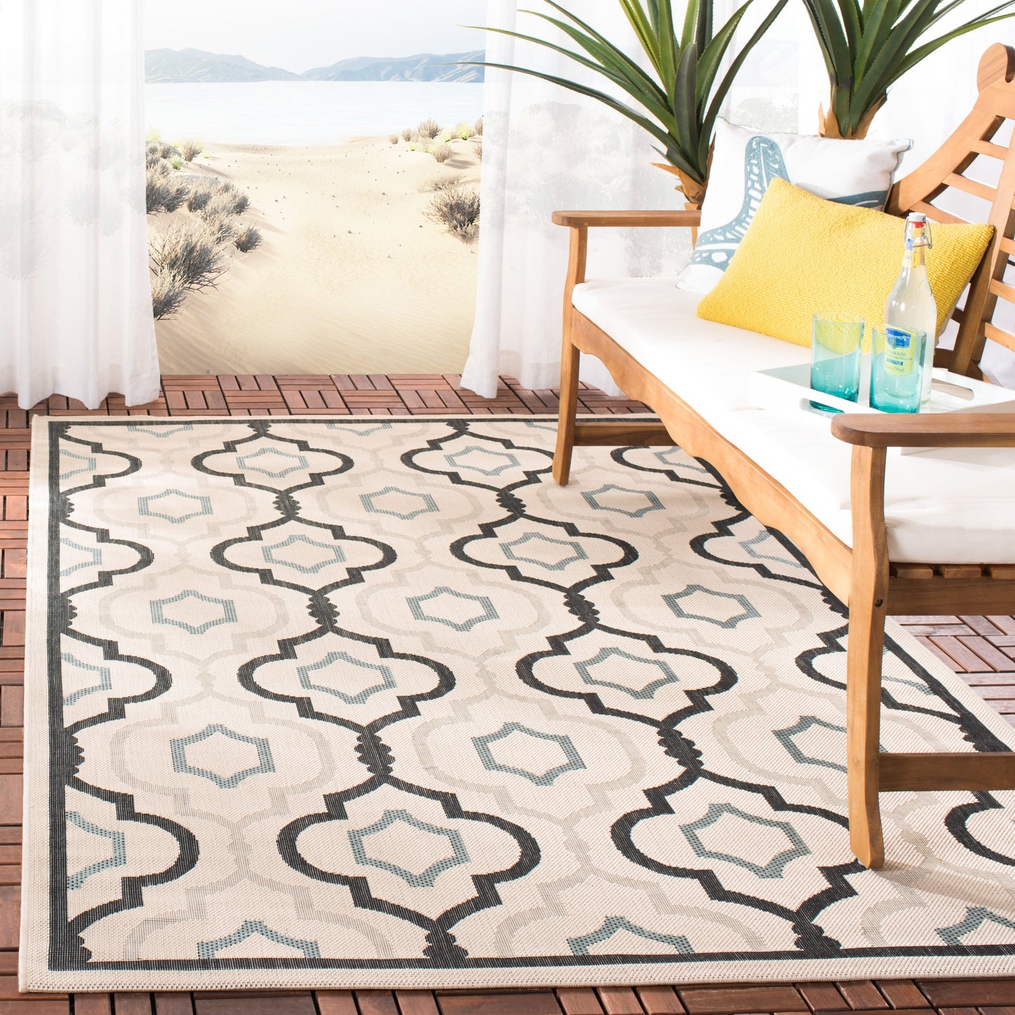 Tapis de jardin imperméable pour intérieur/extérieur SAFAVIEH Courtyard Oyvor