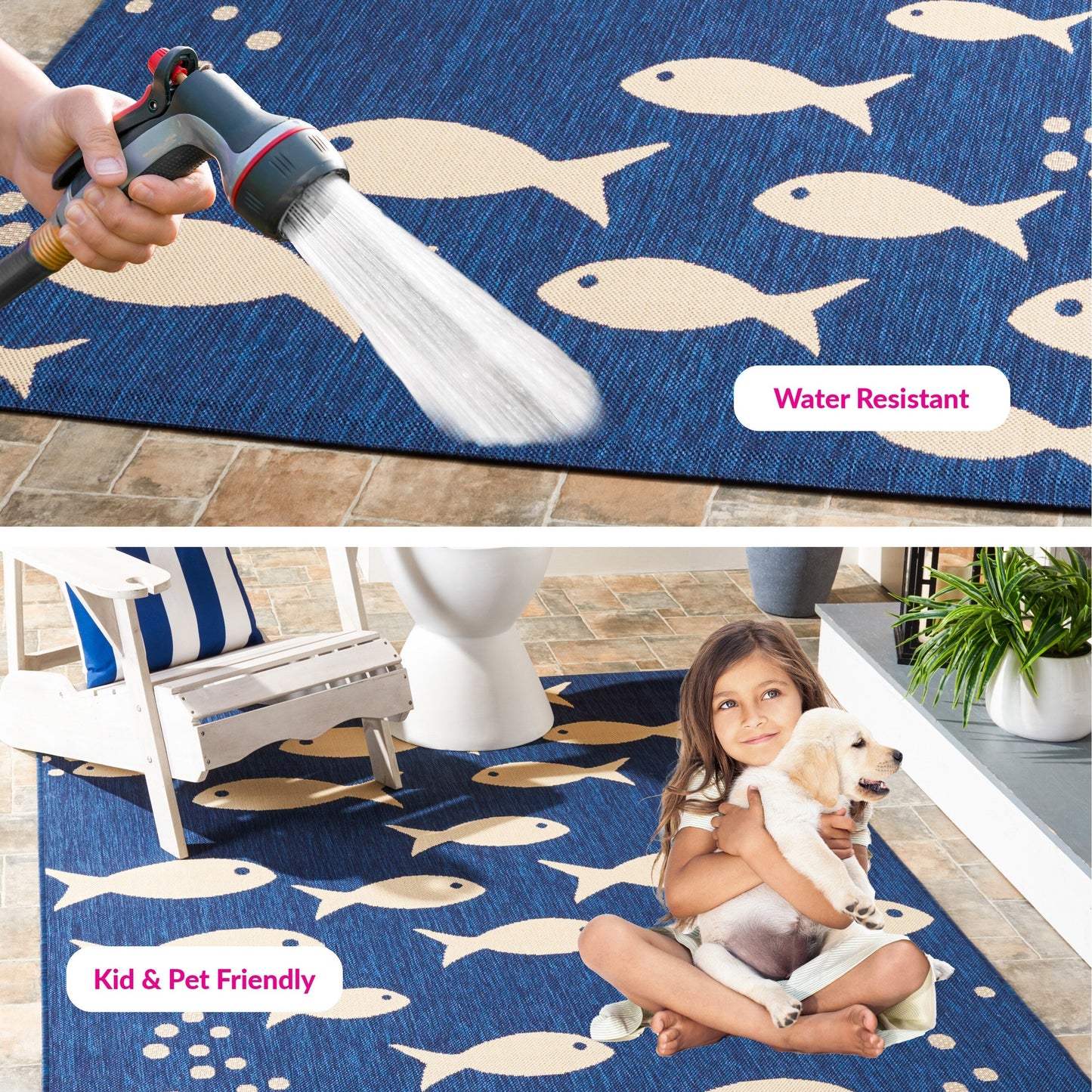 Tapis de jardin imperméable pour intérieur/extérieur SAFAVIEH Courtyard Ragne