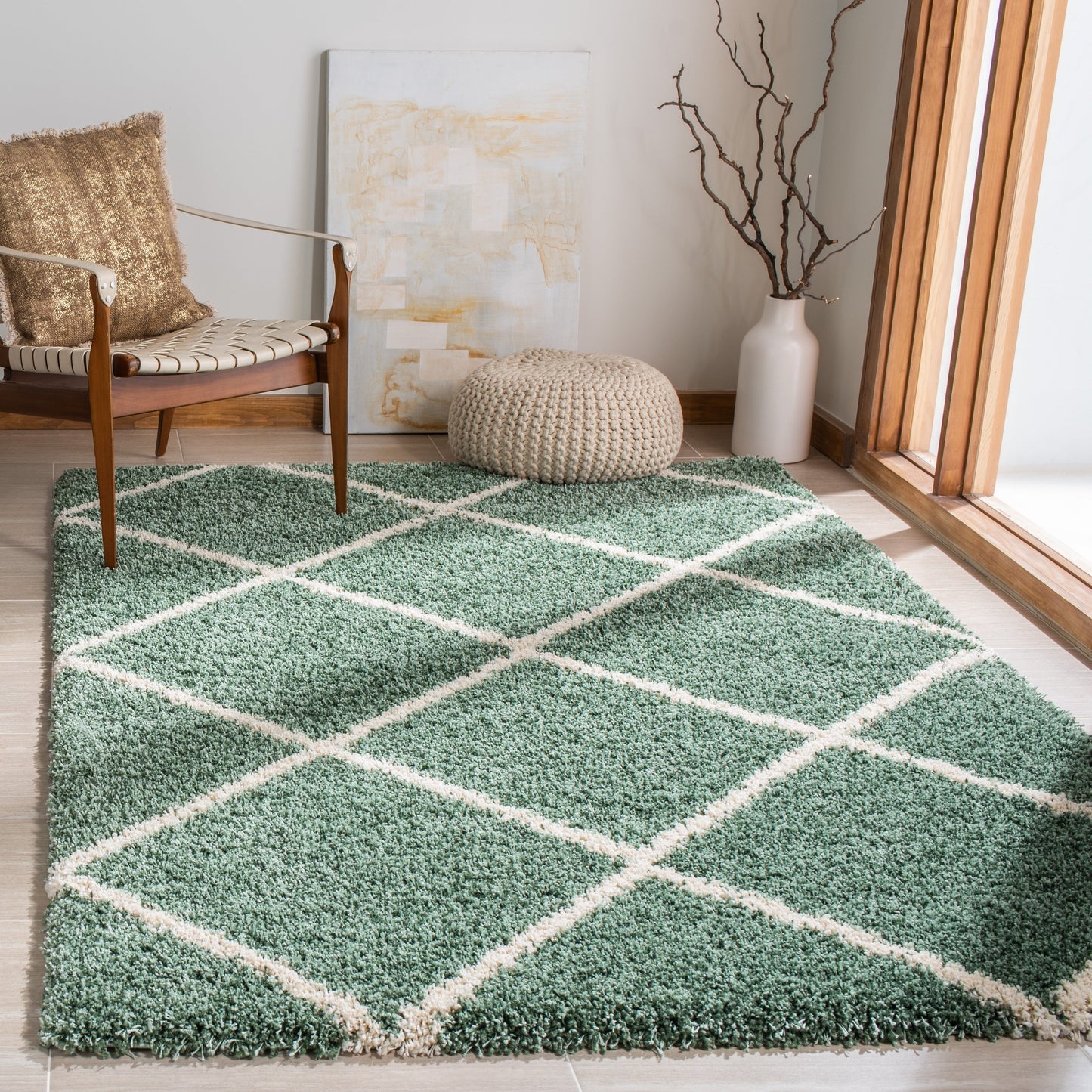 Tapis SAFAVIEH Hudson Shag Raili Diamond Treillis de 2 pouces d'épaisseur