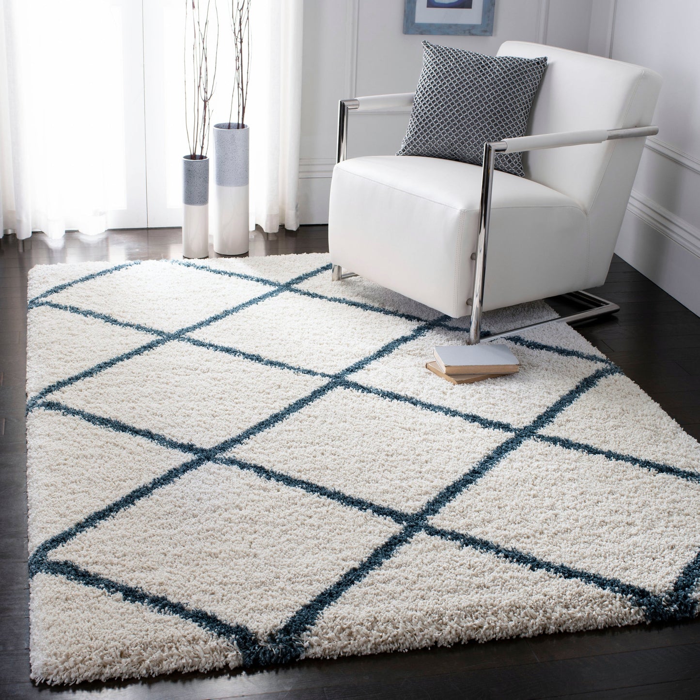 Tapis SAFAVIEH Hudson Shag Raili Diamond Treillis de 2 pouces d'épaisseur