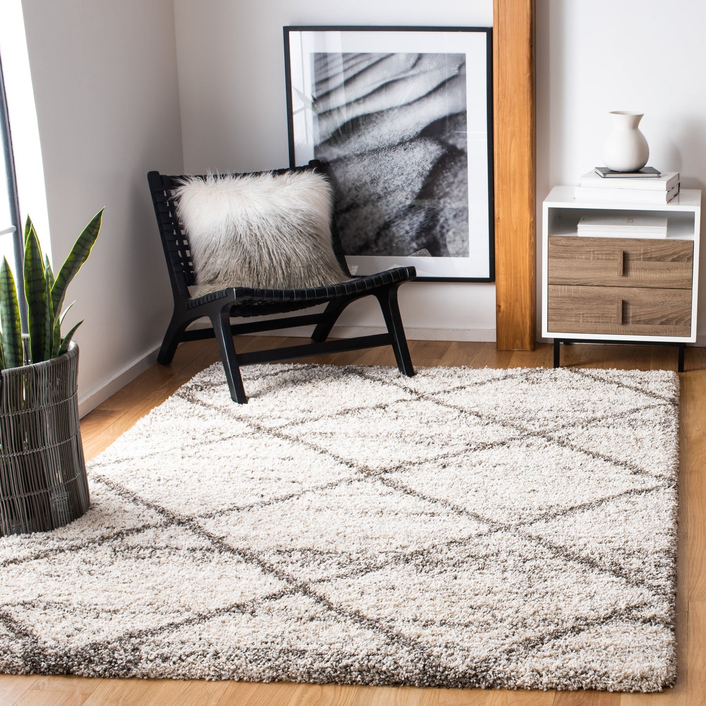 Tapis SAFAVIEH Hudson Shag Raili Diamond Treillis de 2 pouces d'épaisseur