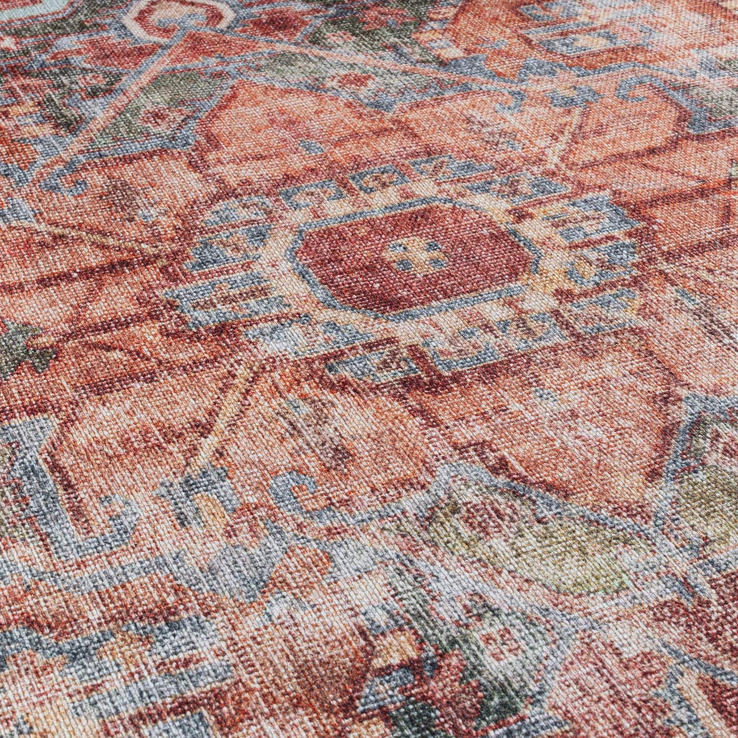 Tapis traditionnel vieilli lavable en machine