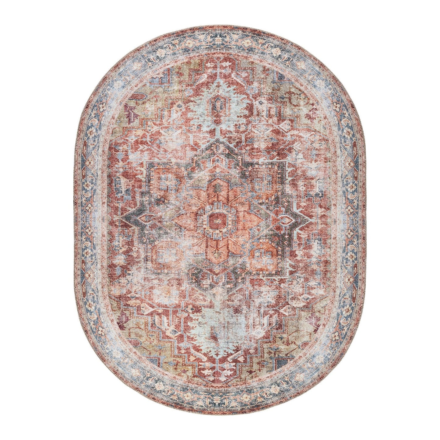 Tapis traditionnel vieilli lavable en machine