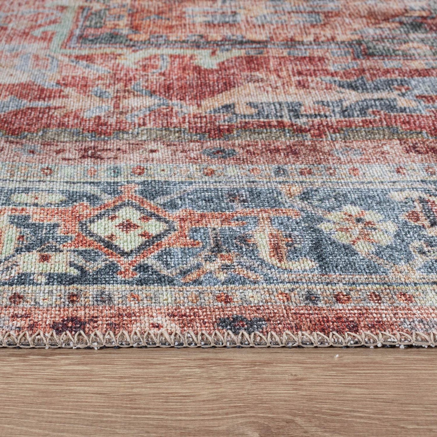 Tapis traditionnel vieilli lavable en machine