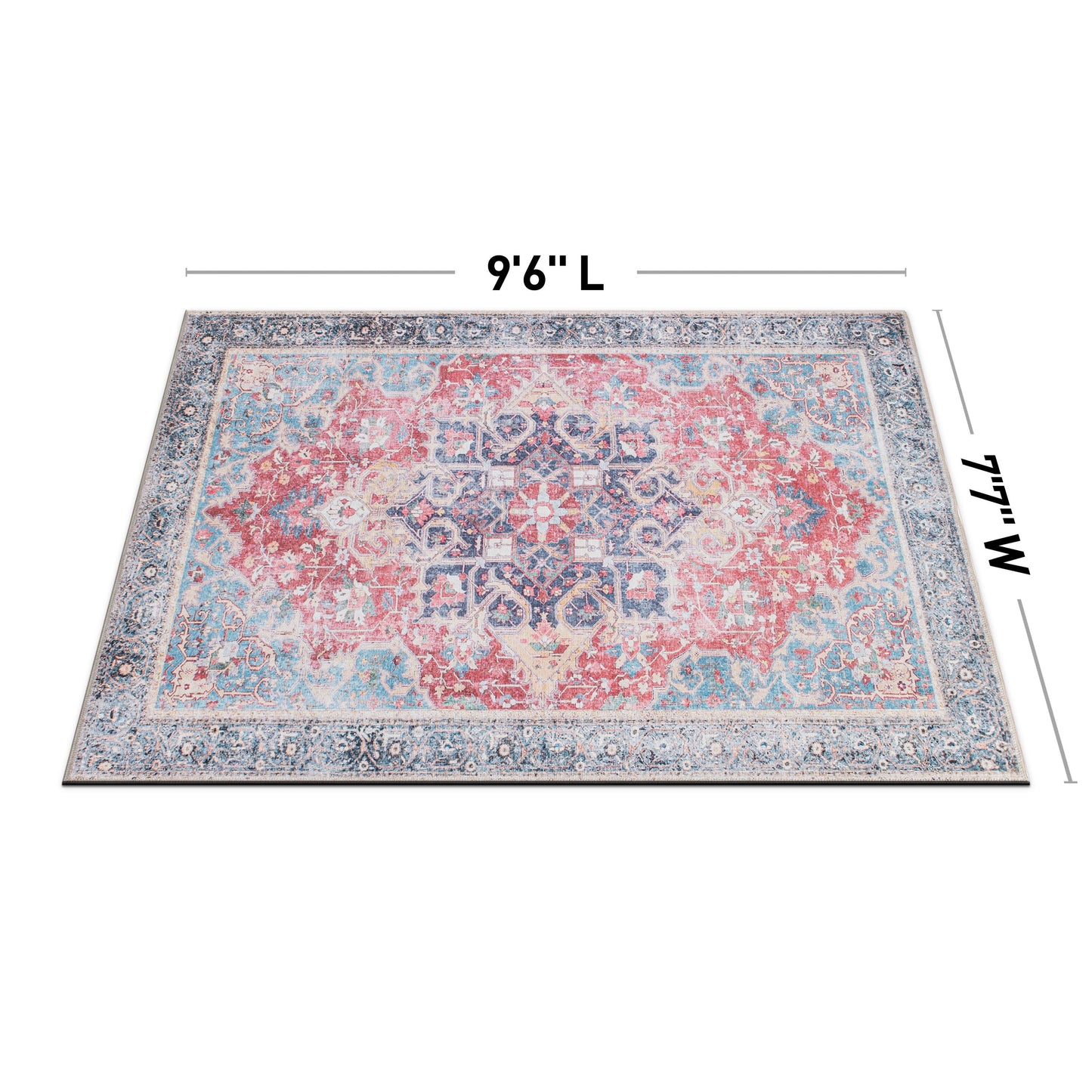 Tapis multi-surfaces traditionnel, vintage et vieilli, lavable en machine