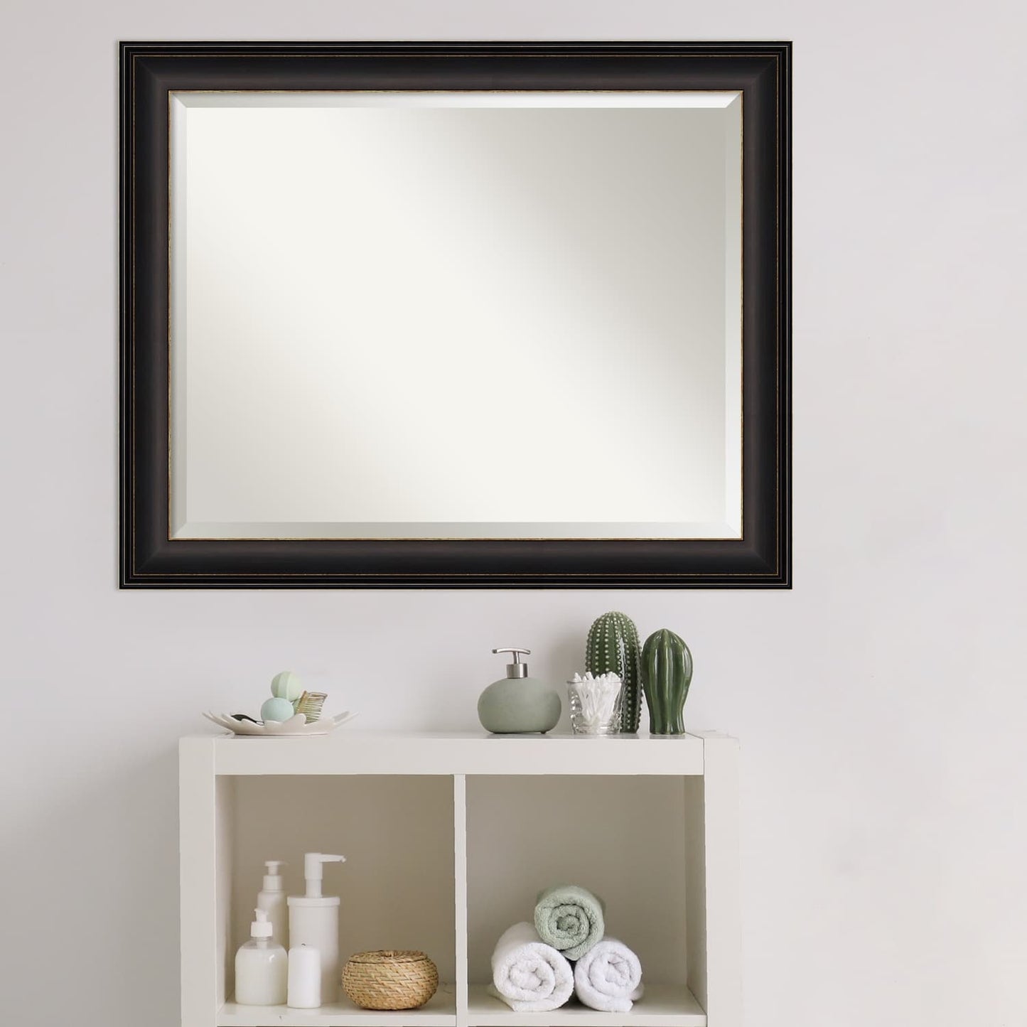 Miroir mural de salle de bain biseauté - Cadre en bronze huilé Trio - Bronze huilé Trio