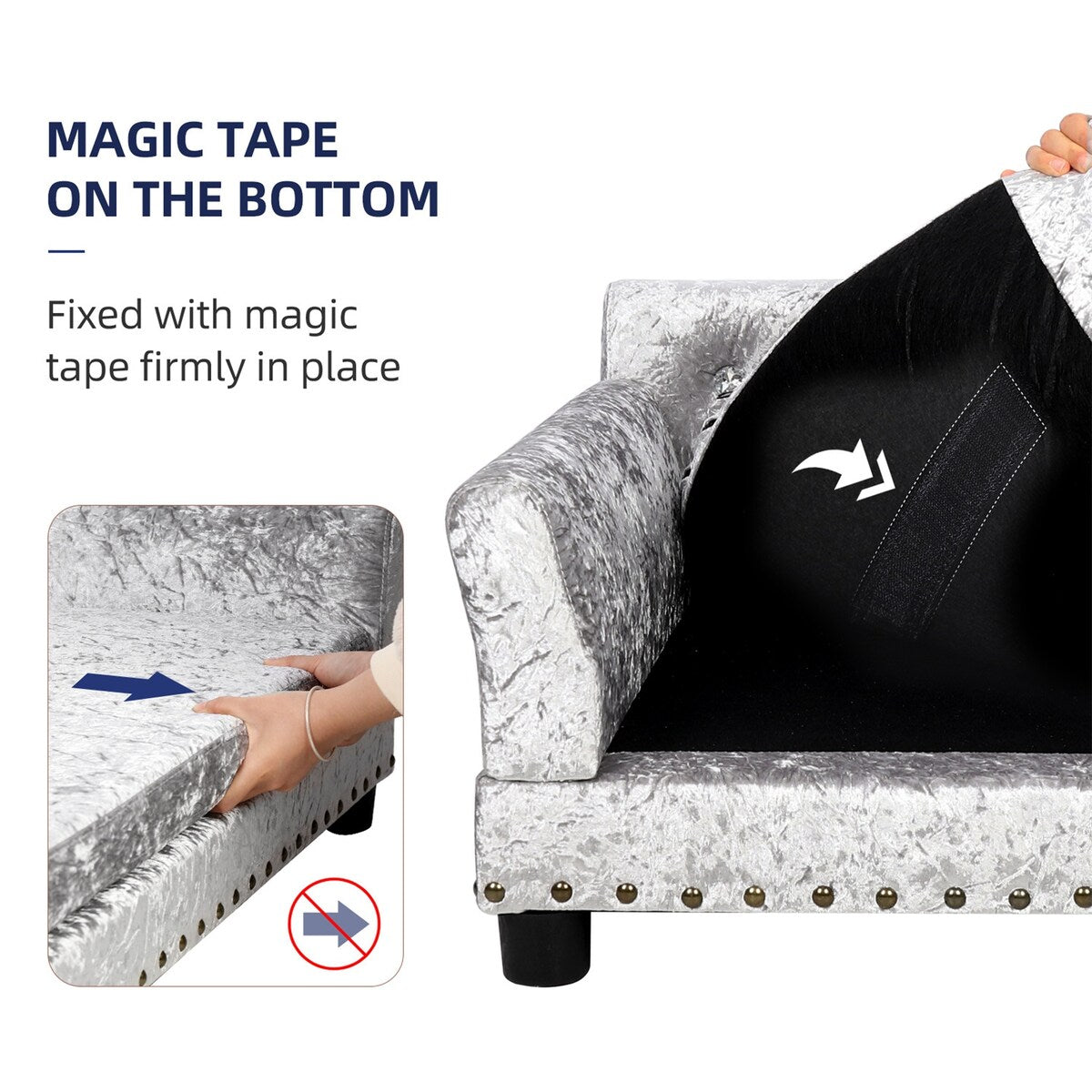 Lit pour animal de compagnie en velours capitonné avec coussin amovible