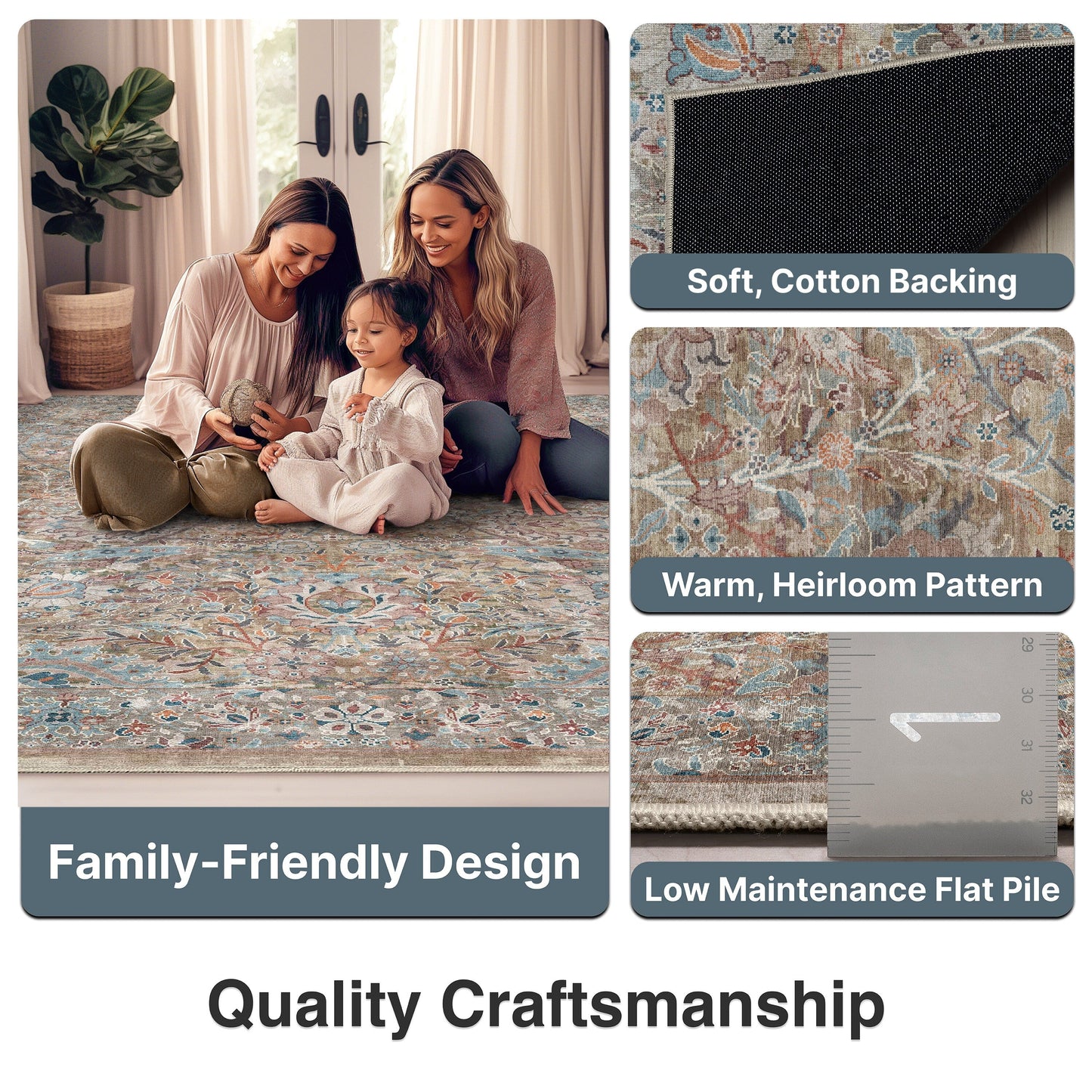 Tapis tissé à plat vintage Emilia Asha Well Woven