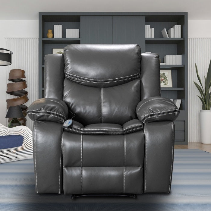 Fauteuil inclinable chauffant et massant en cuir durable à siège large