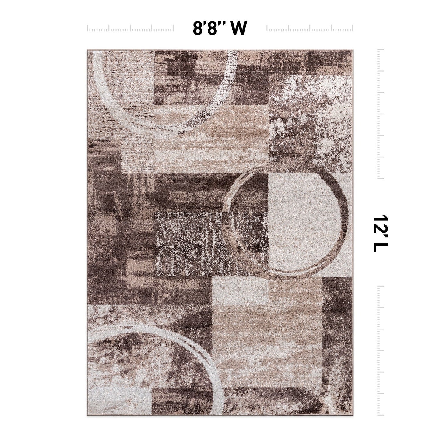 Tapis circulaire abstrait en polypropylène fabriqué à la machine, de la World Rug Gallery