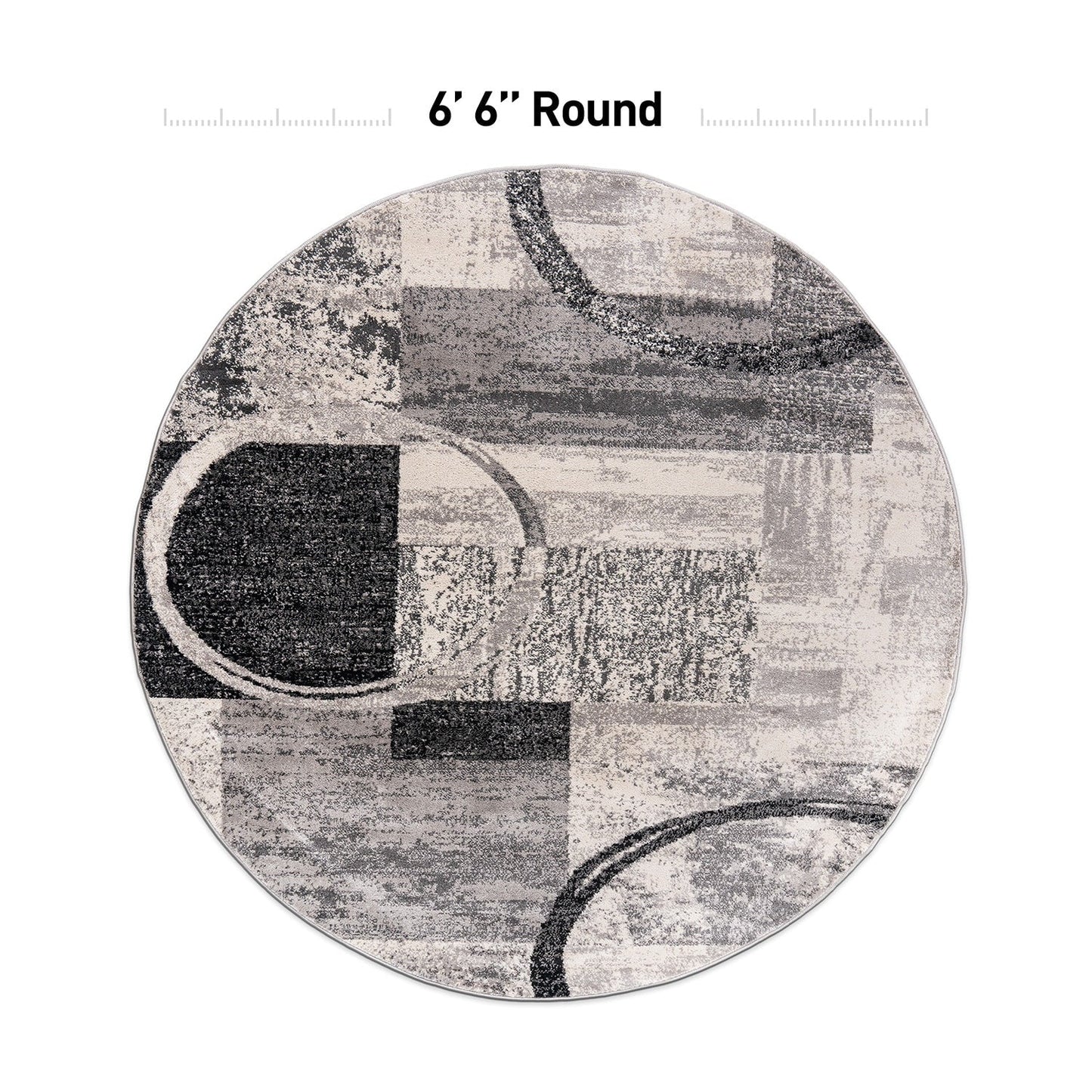 Tapis circulaire abstrait en polypropylène fabriqué à la machine, de la World Rug Gallery