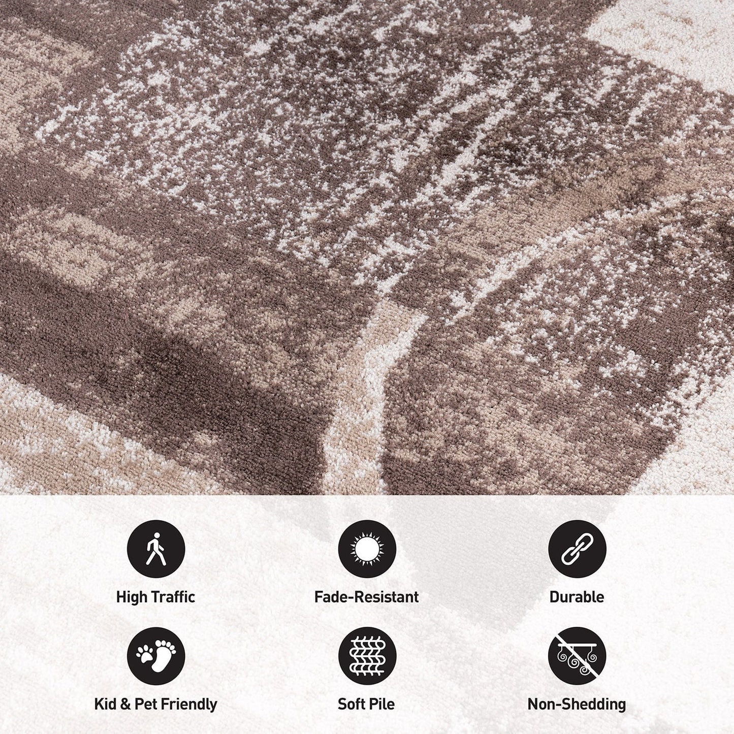 Tapis circulaire abstrait en polypropylène fabriqué à la machine, de la World Rug Gallery