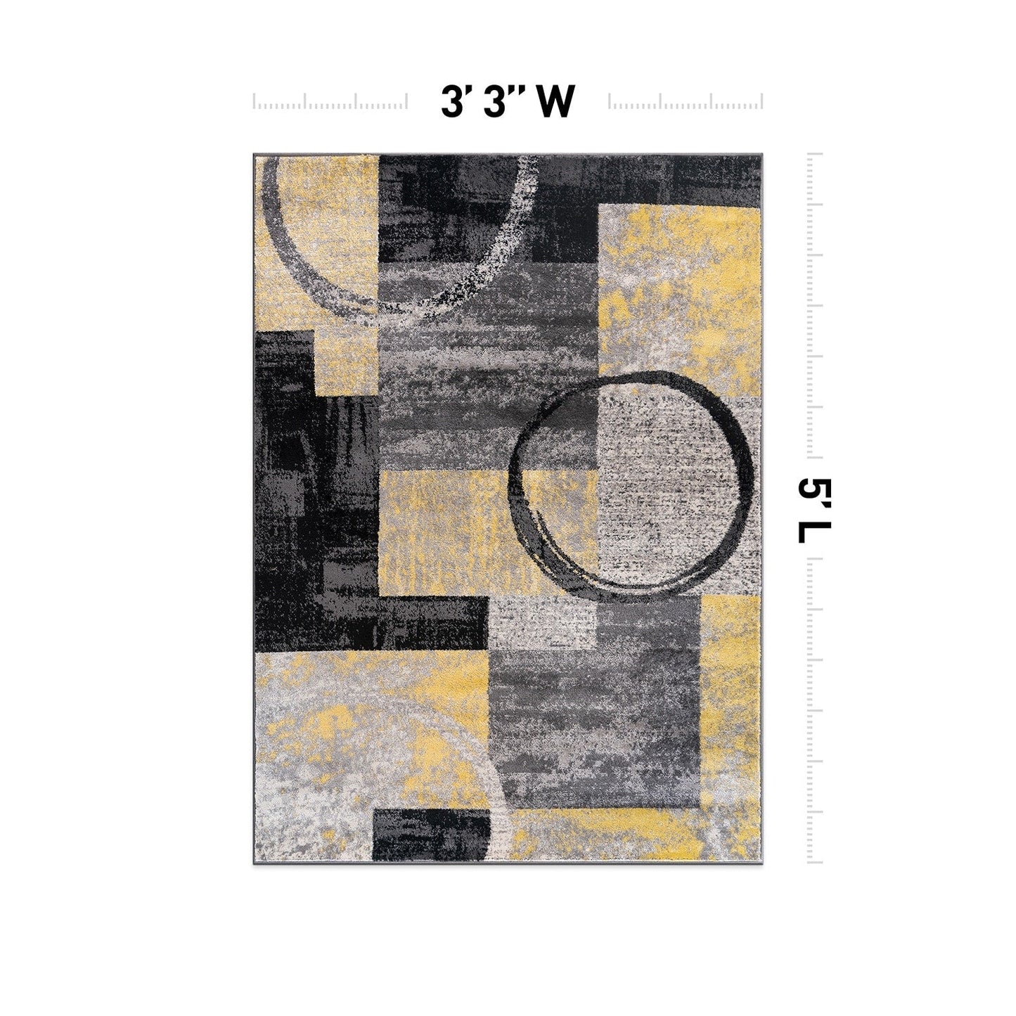 Tapis circulaire abstrait en polypropylène fabriqué à la machine, de la World Rug Gallery