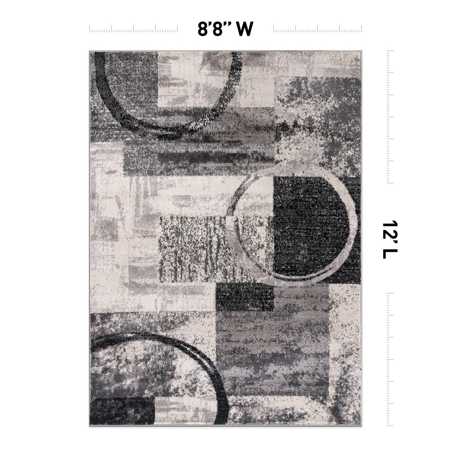 Tapis circulaire abstrait en polypropylène fabriqué à la machine, de la World Rug Gallery