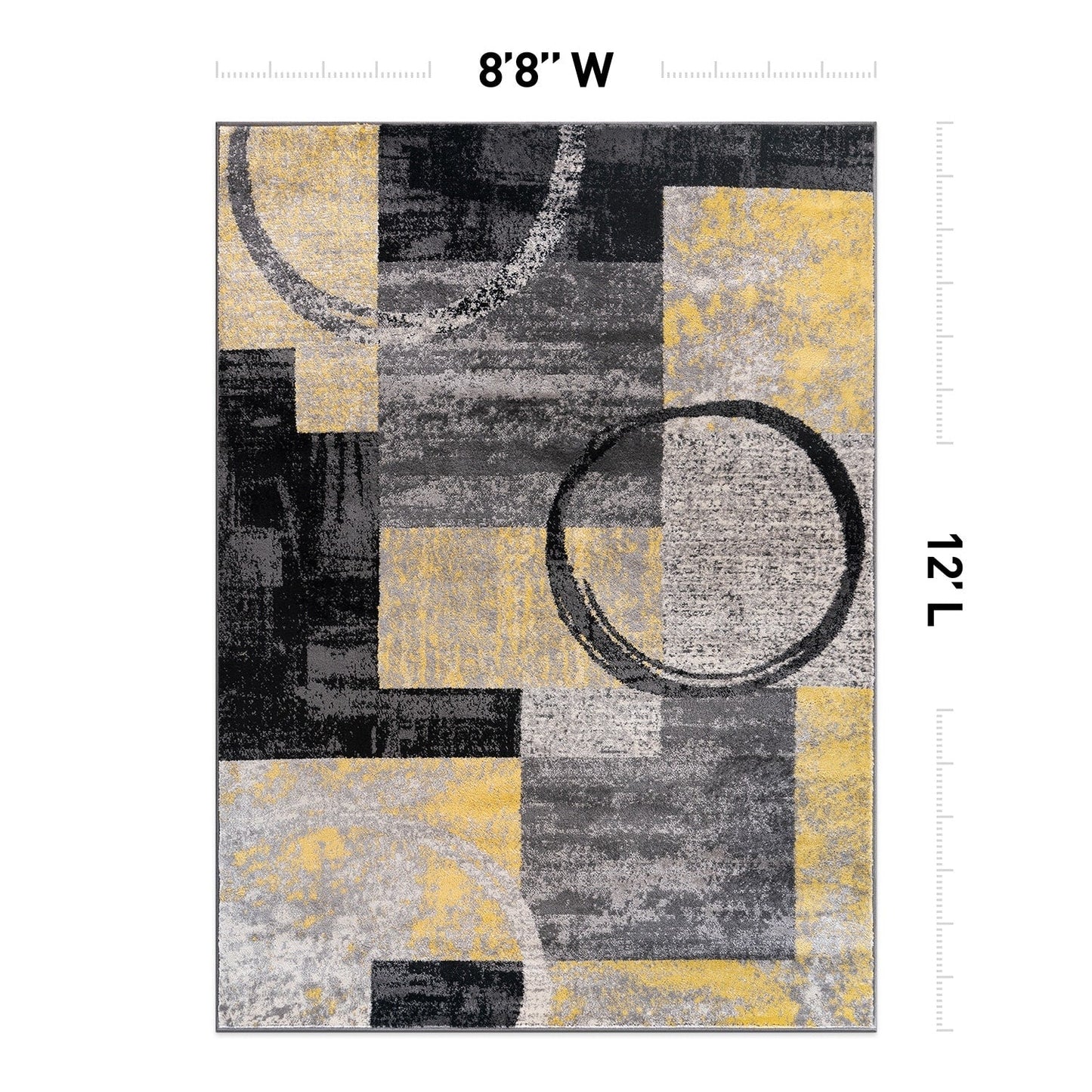 Tapis circulaire abstrait en polypropylène fabriqué à la machine, de la World Rug Gallery