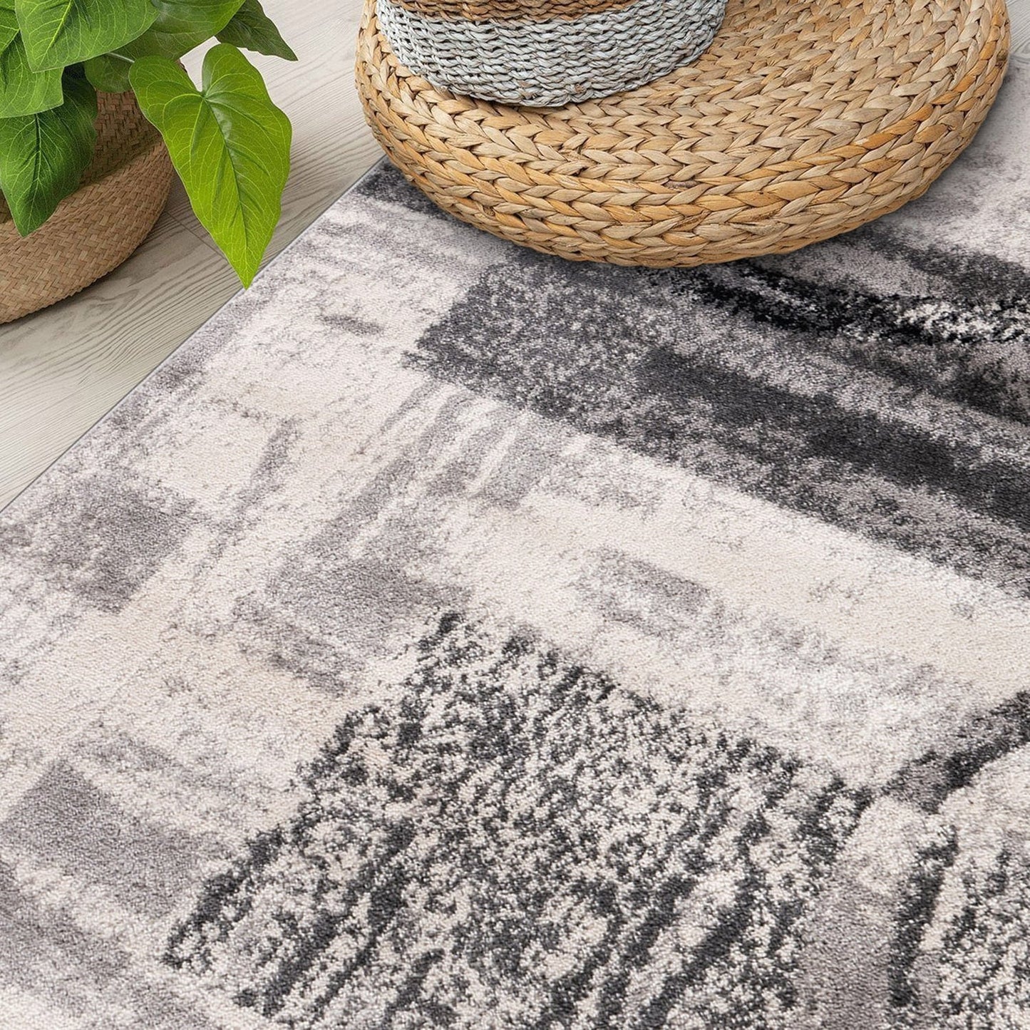 Tapis circulaire abstrait en polypropylène fabriqué à la machine, de la World Rug Gallery