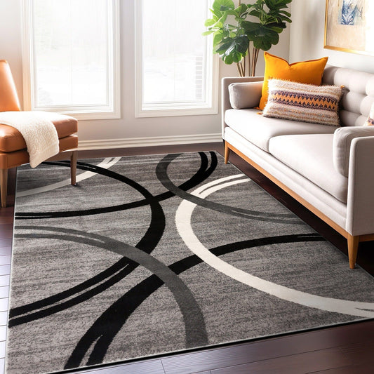Tapis contemporain à motifs abstraits de cercles de la World Rug Gallery
