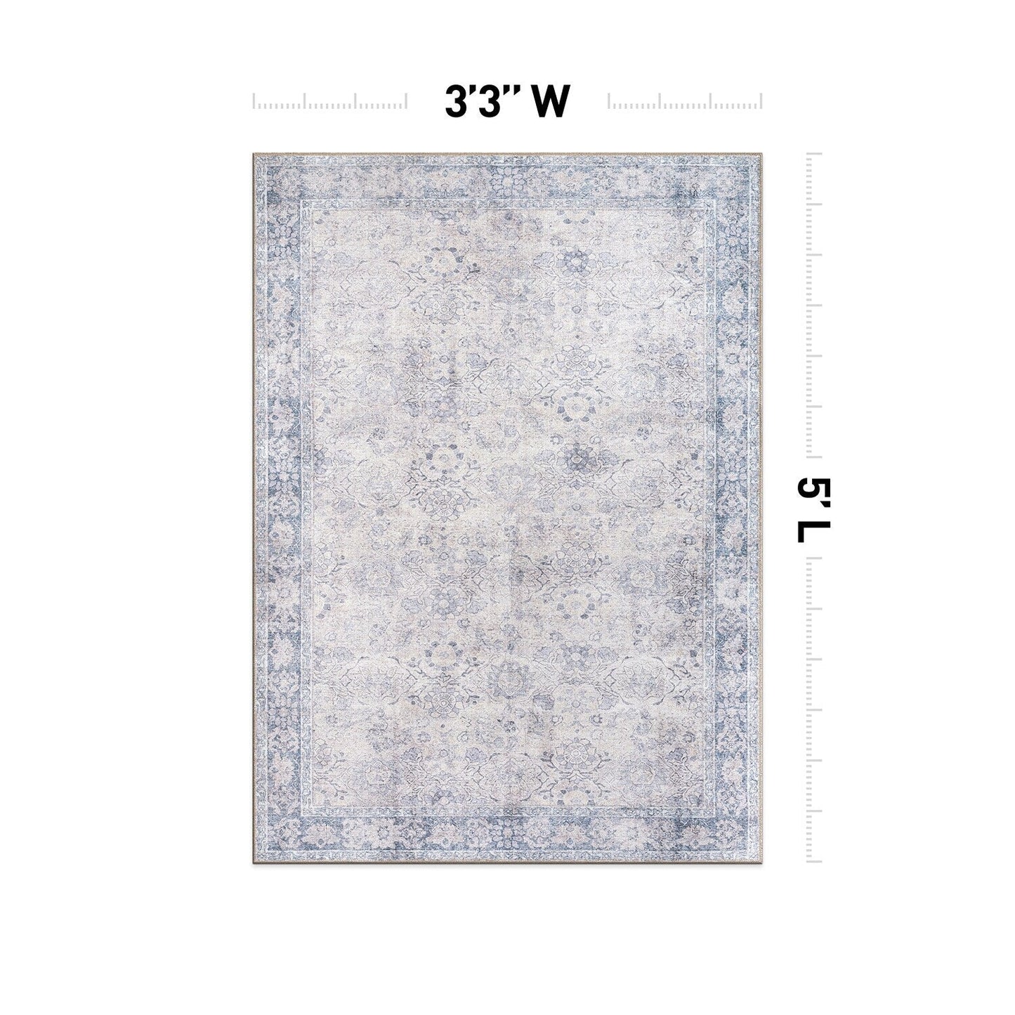 Tapis de transition World Rug Gallery, style vintage, antidérapant, lavable en machine, avec bordures
