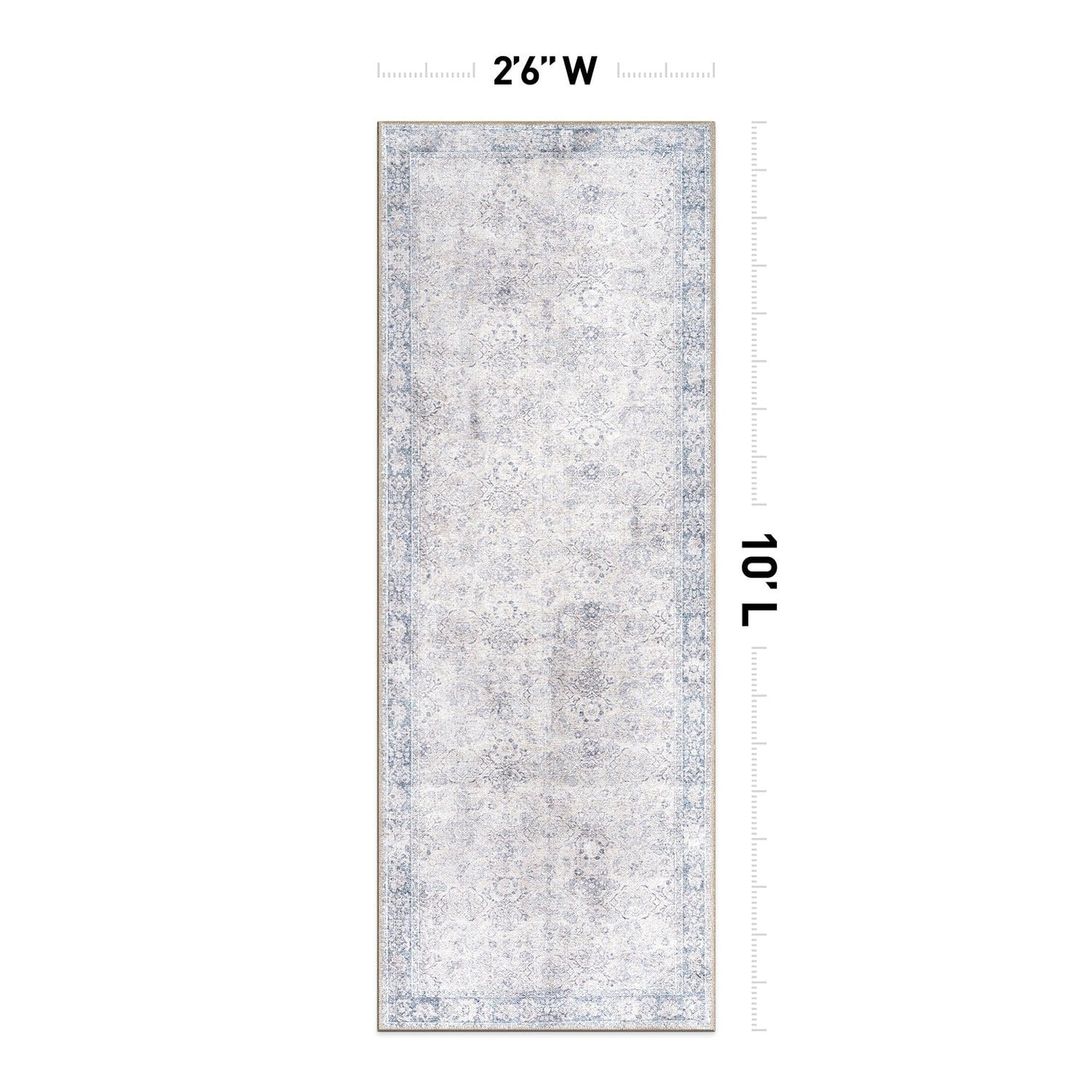 Tapis de transition World Rug Gallery, style vintage, antidérapant, lavable en machine, avec bordures