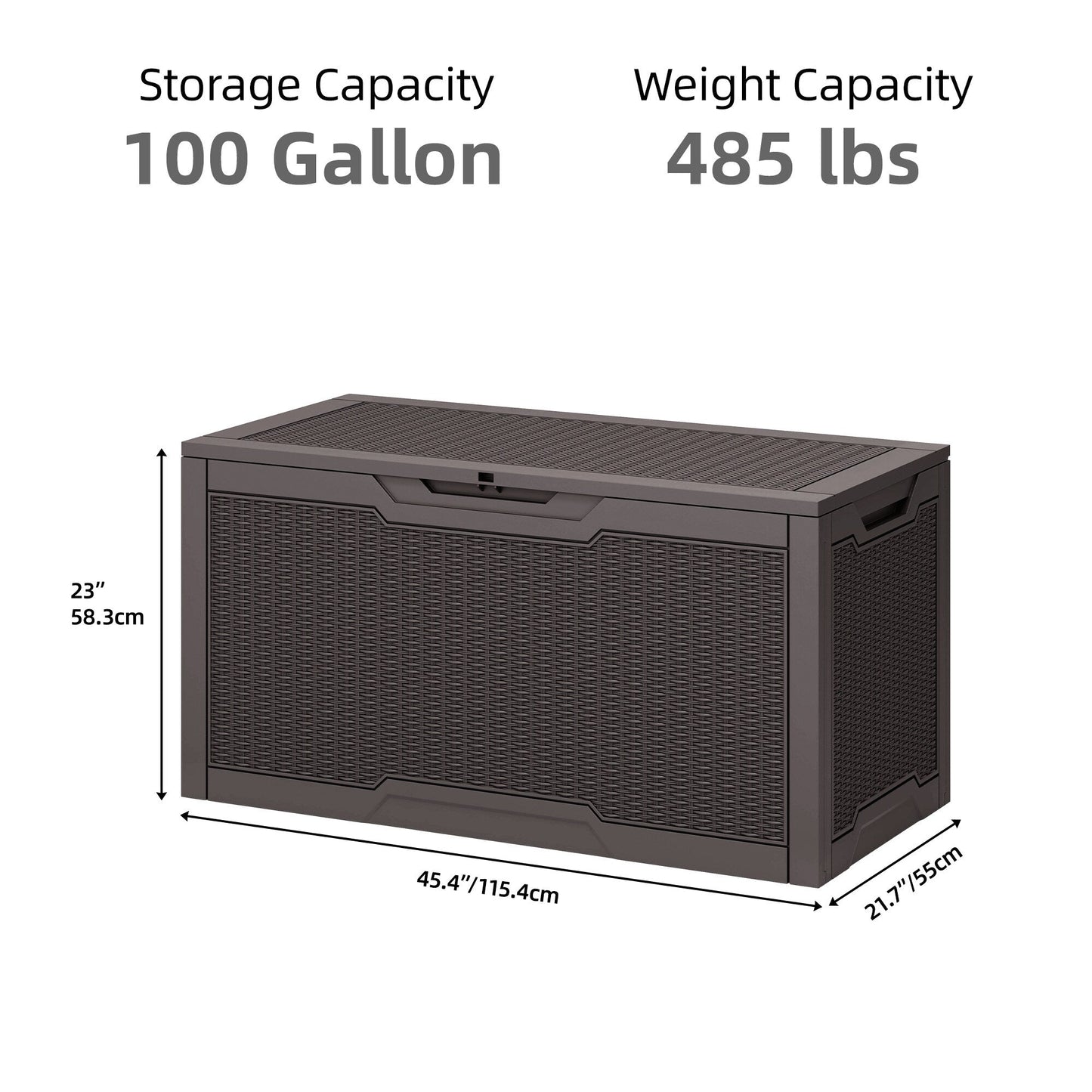 Coffre de rangement extérieur étanche de 100 gallons - N/A