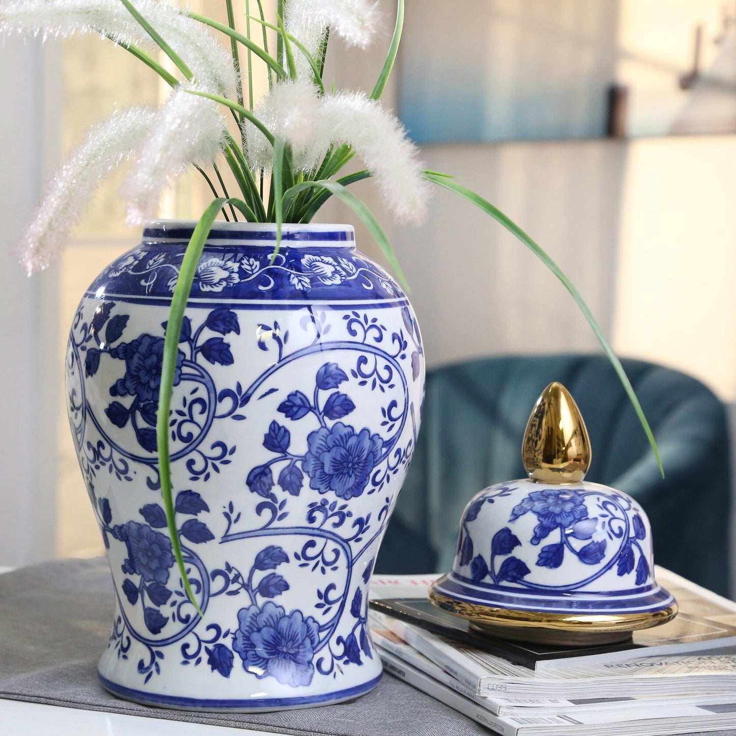 Pot Temple éclectique à motifs Sagebrook Home avec couvercle